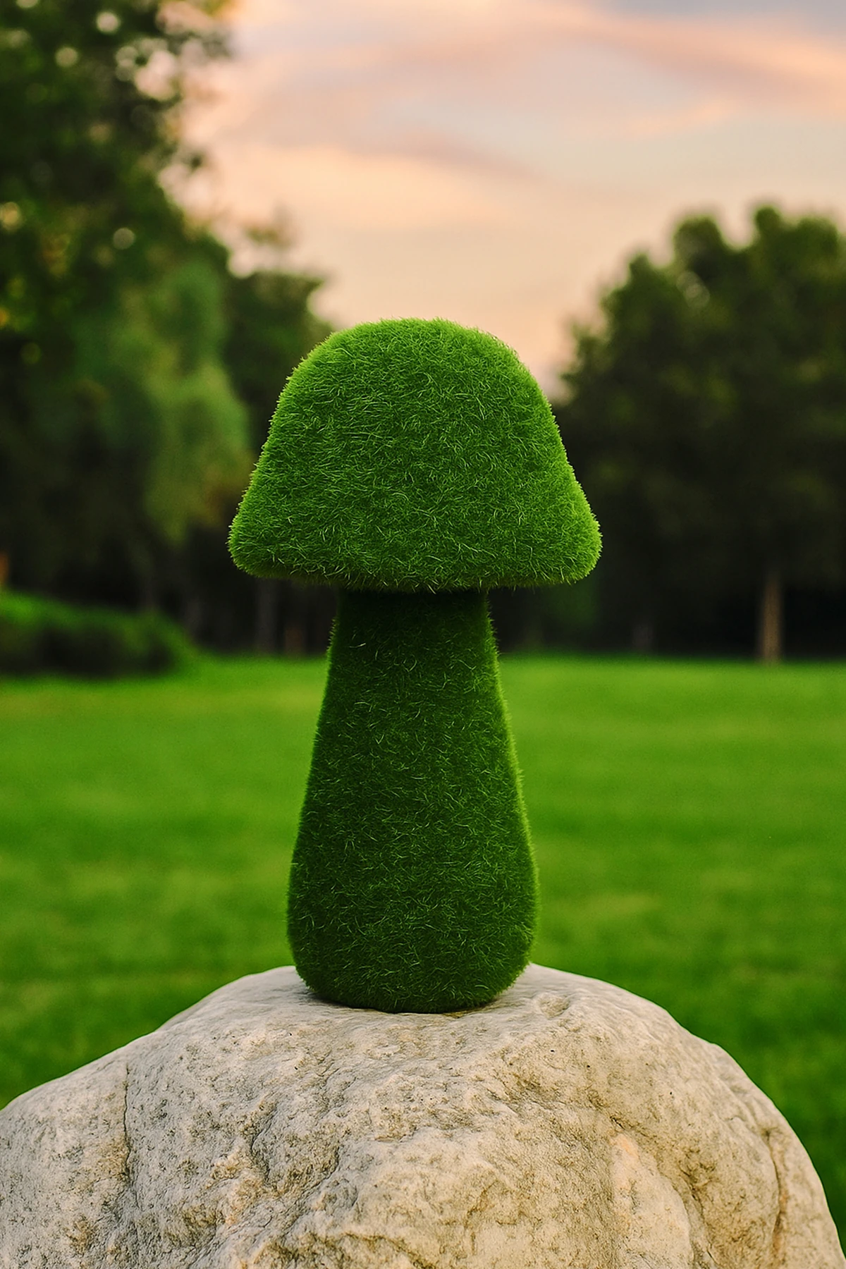 Dekoratif Yeşil Yapay Yosun Bahçe Süsü Mini Strafor Uzun Mantar 23x12 cm