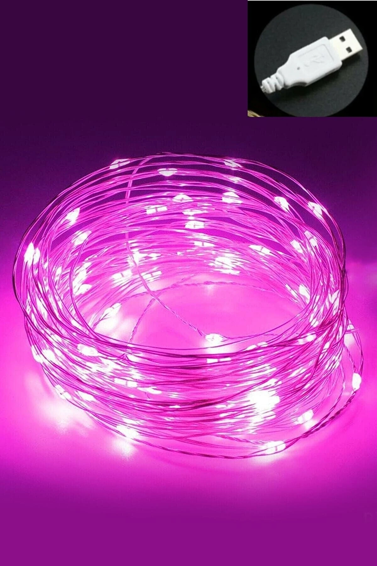 Peri Led Işık 5 Metre Usb'li Pembe