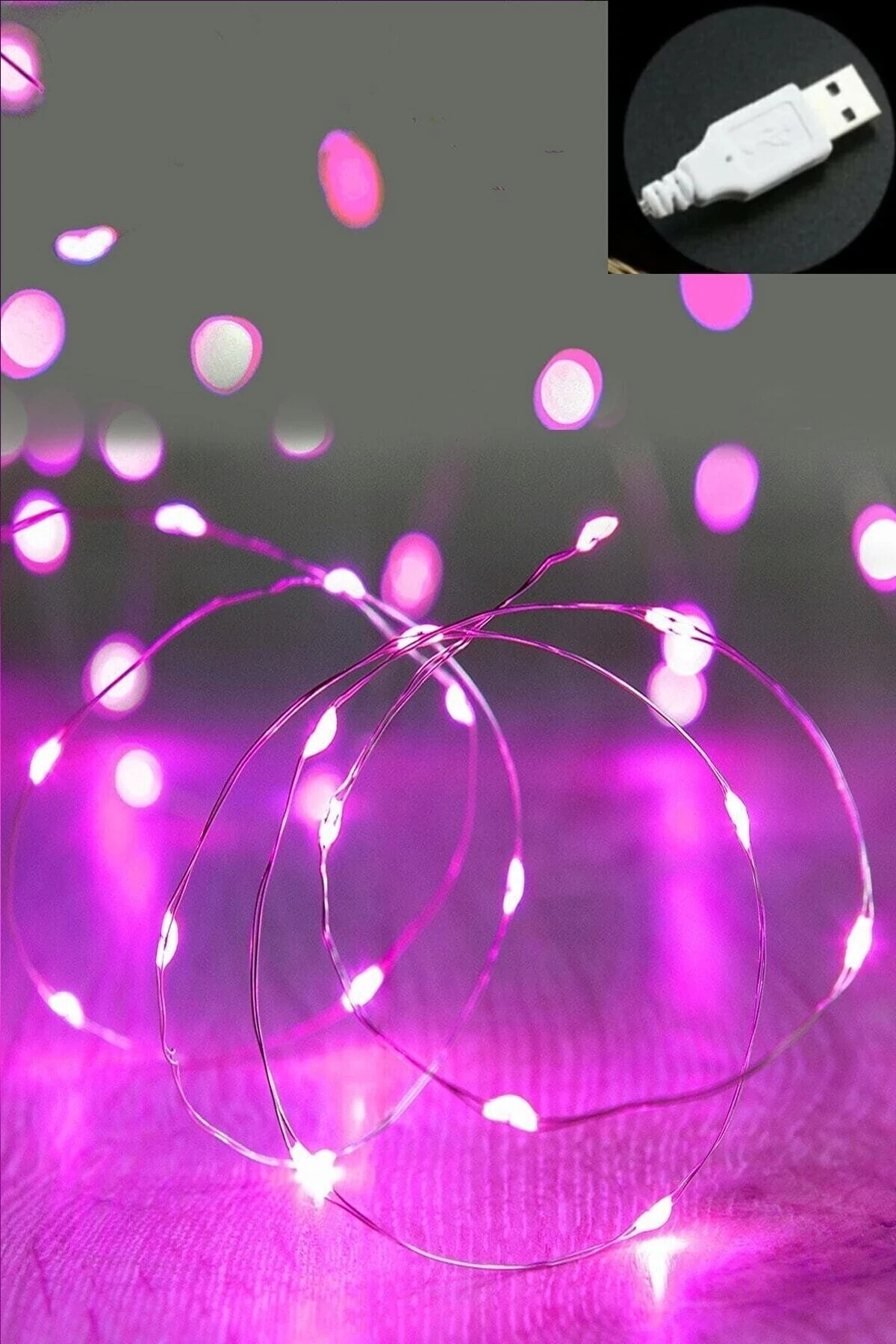 Peri Led Işık 5 Metre Usb'li Pembe