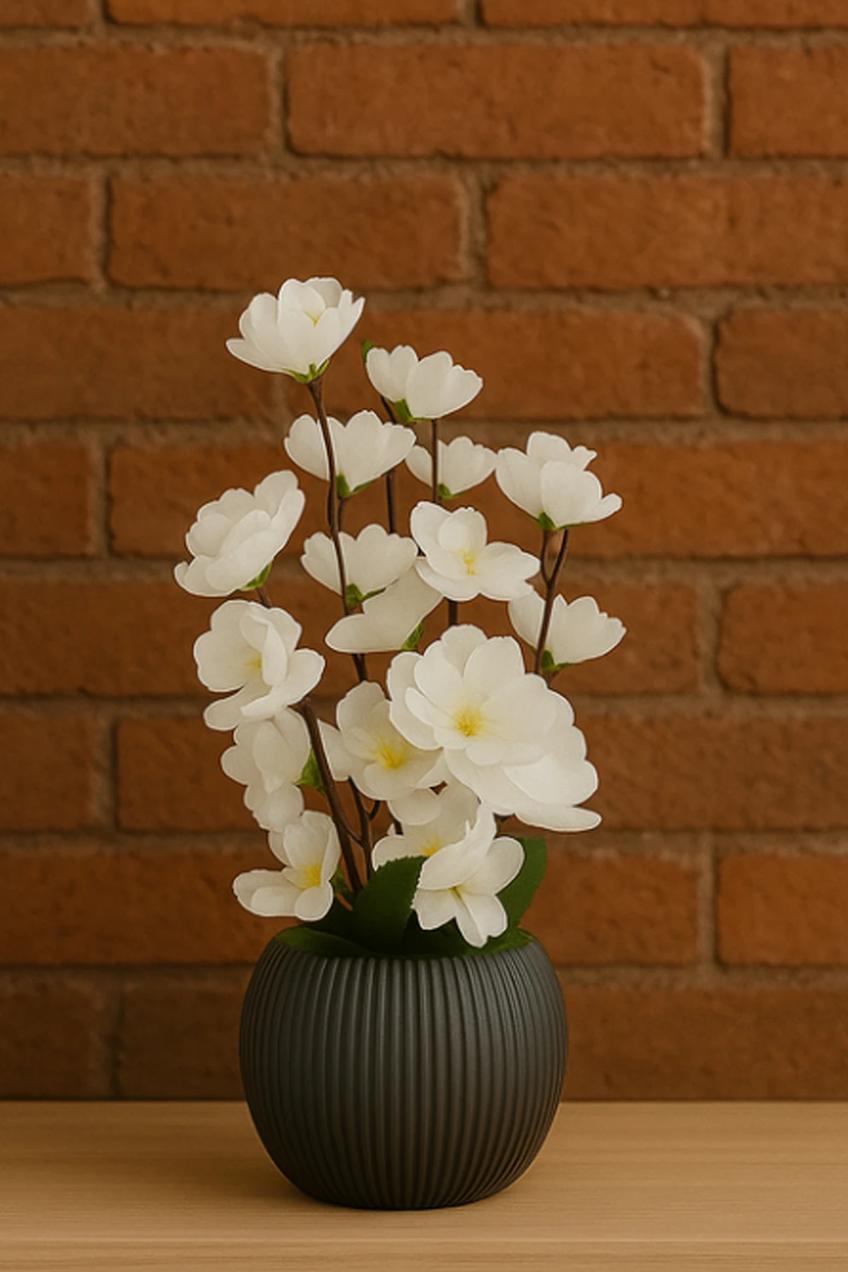 6 Dallı Yapay Japon Kiraz Çiçeği Saksıda Çiçek Süsleme Ev Ofis Süsü