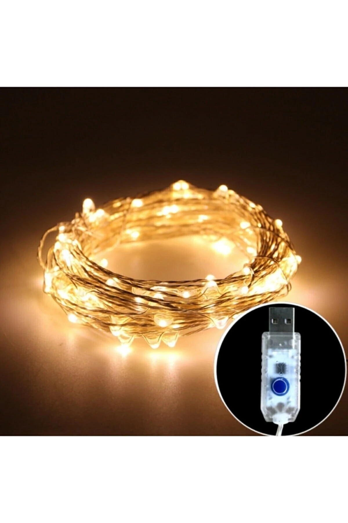 8 Modlu Usb'li Kumandalı Peri Led 5 Metre Beyaz