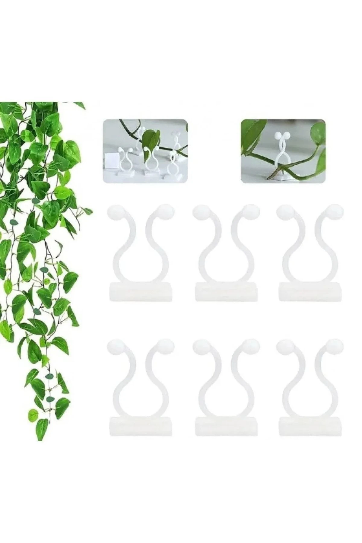 10 Adet Sarmaşık Çiçek Ve Kablo Düzenleyici Çok Amaçlı Yapışkanlı Klips