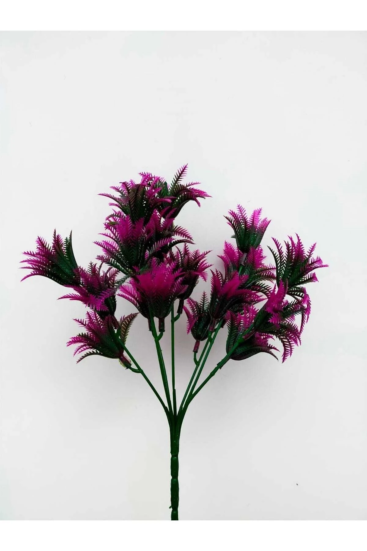 Yapay Çiçek Mini Yeşil, Beyaz Sıkas Demeti 5 Dal Garnitür Aranjman Dikey Bahçe Saksı Yeşillik 29 Cm