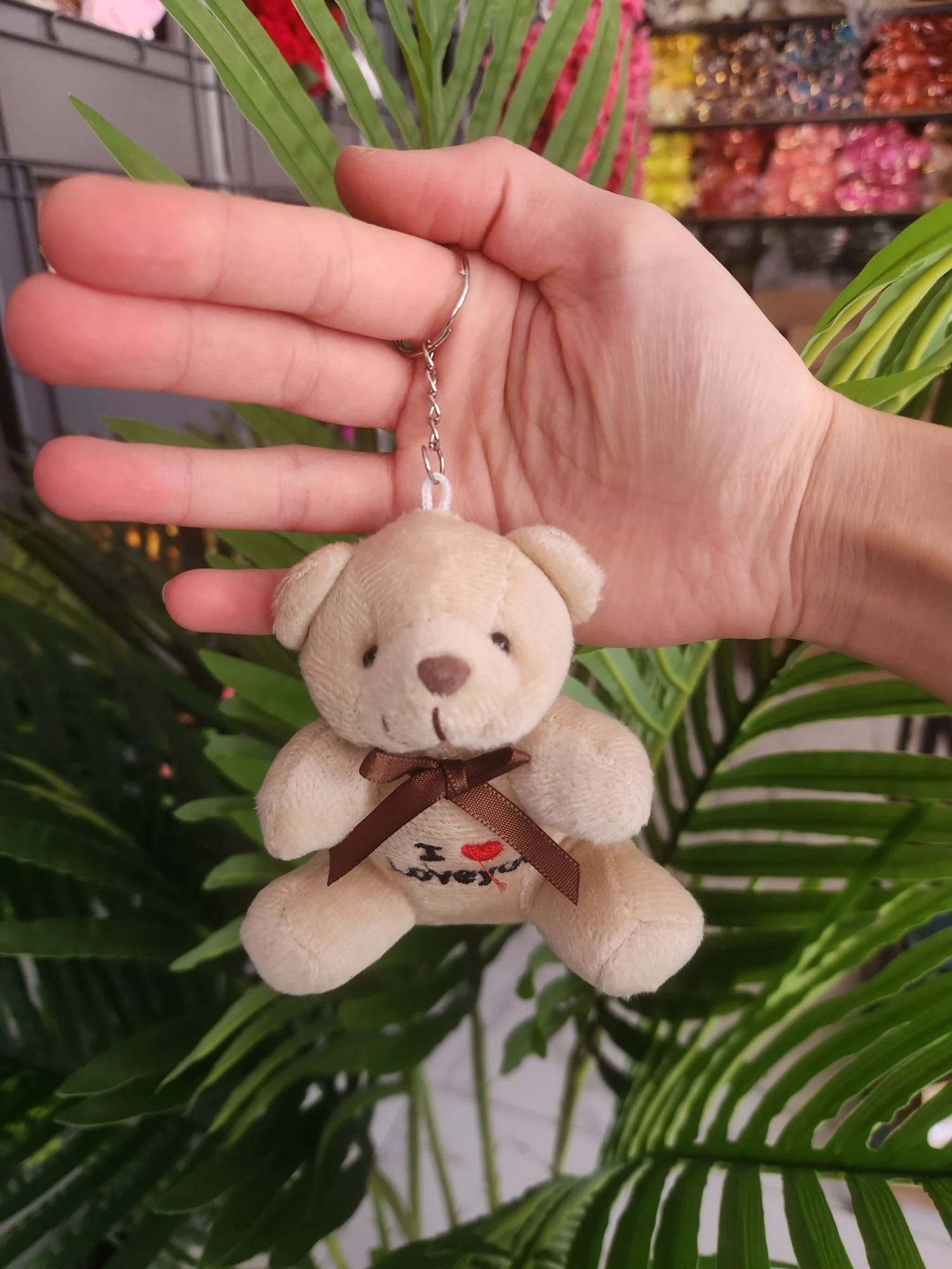 I Love You Yazılı Lüks Peluş Ayıcık Anahtarlık 10 cm Süsleme Malzemesi