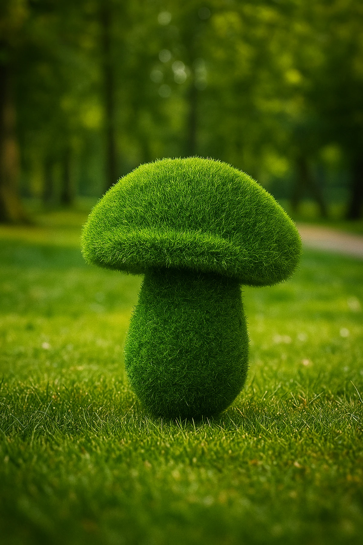 Dekoratif Yeşil Yapay Yosun Bahçe Süsü Mini Strafor Şapkalı Mantar 19x18 cm