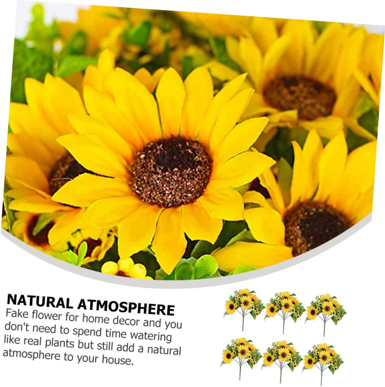 Yapay Ayçiçeği Demeti Dolu Dolu Aranjmanlı 7 Dallı 14 Çiçekli 42 Cm 1.Kalite