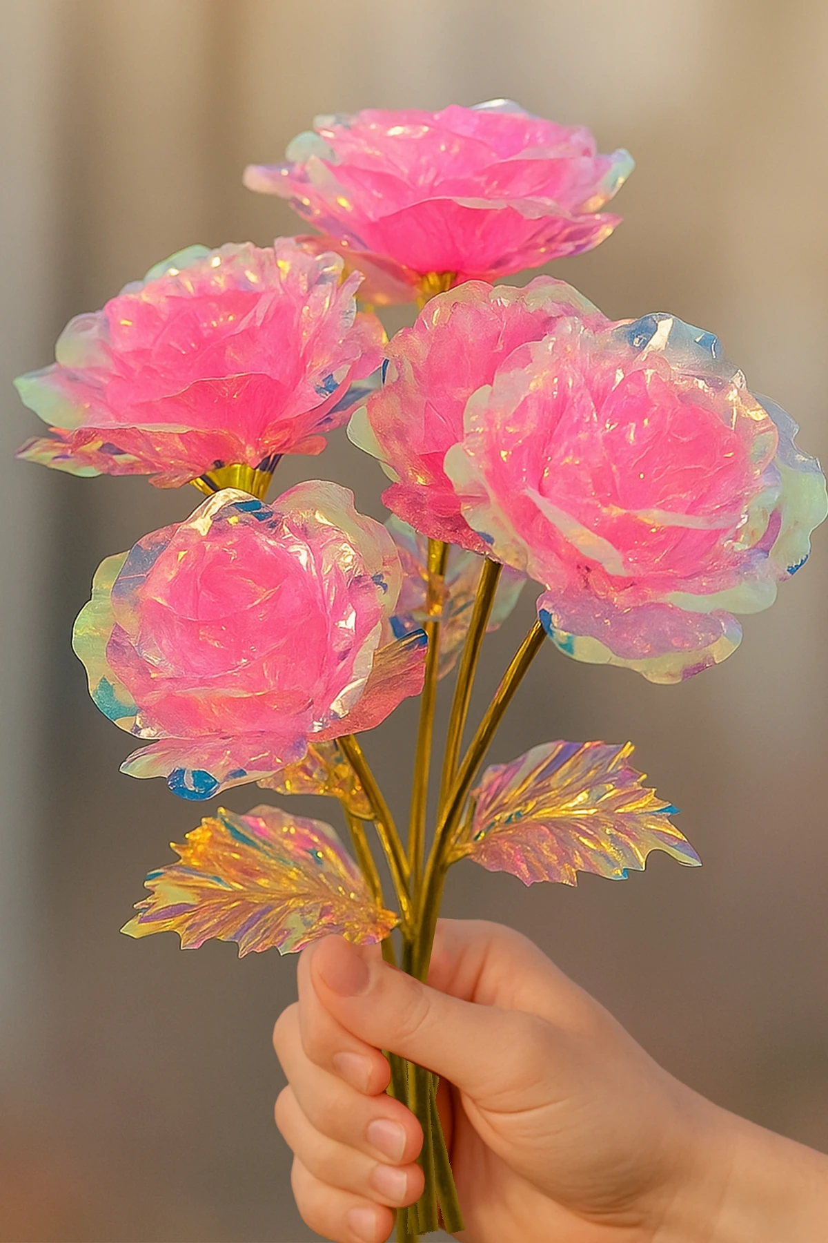 Sonsuzluk Gülü Açık Pembe Renk Gül Sevgiliye Hediye 24 Cm 1 Adet