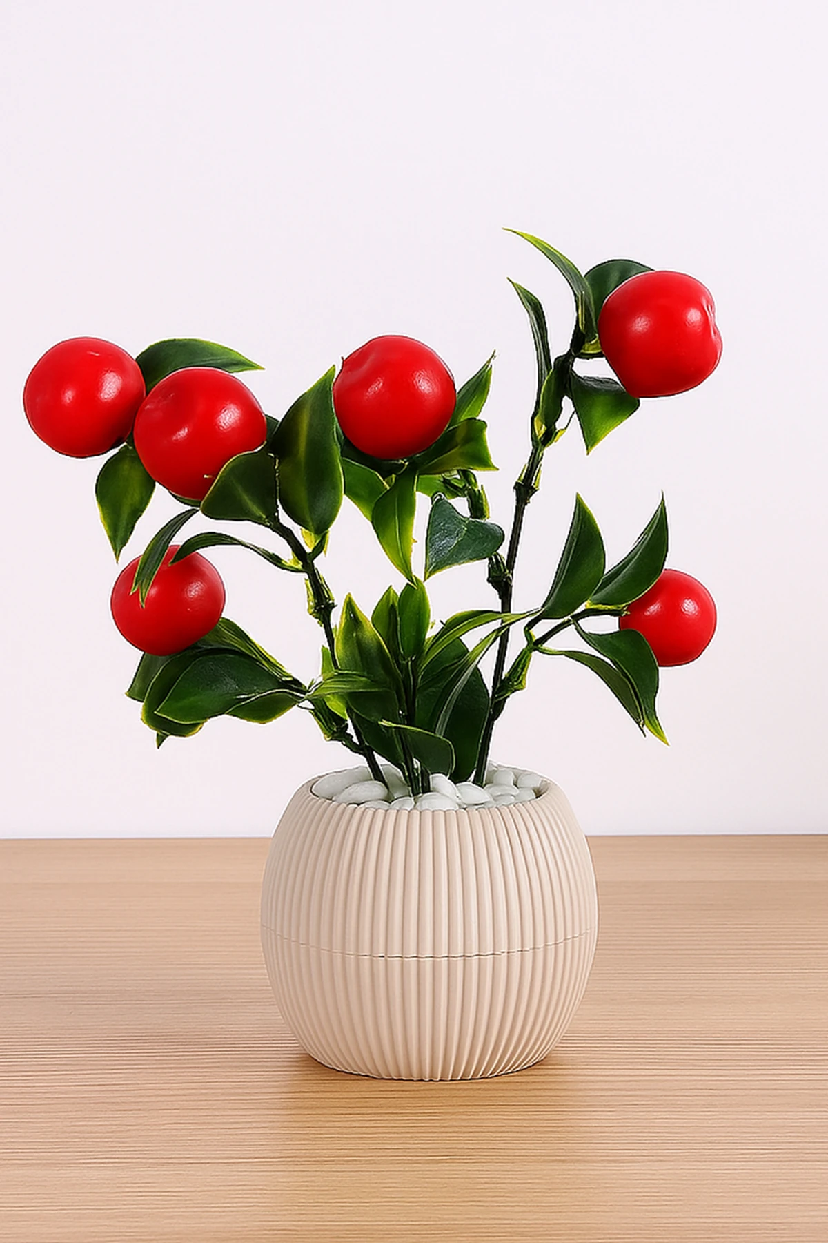 Lüks Saksıda Taşlı Yapay Çiçek Meyve Demeti Ağacı