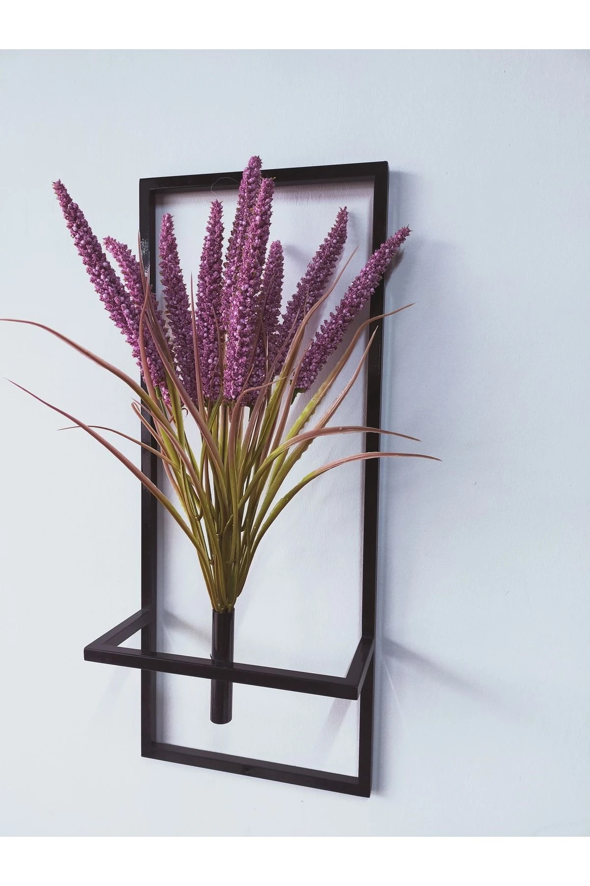 Dekoratif Metal Saksıda Yapay Çiçek Darı Aranjman Duvar Saksısı DDS-M204