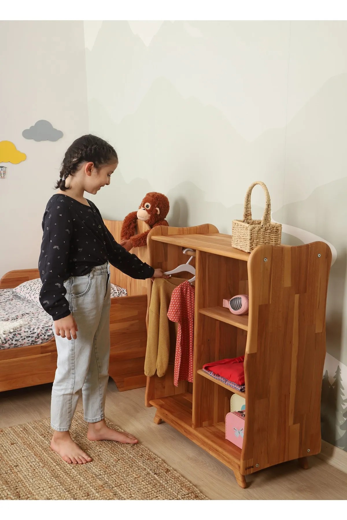 Stablo Doğal Ahşap Montessori Açık Çocuk Dolabı