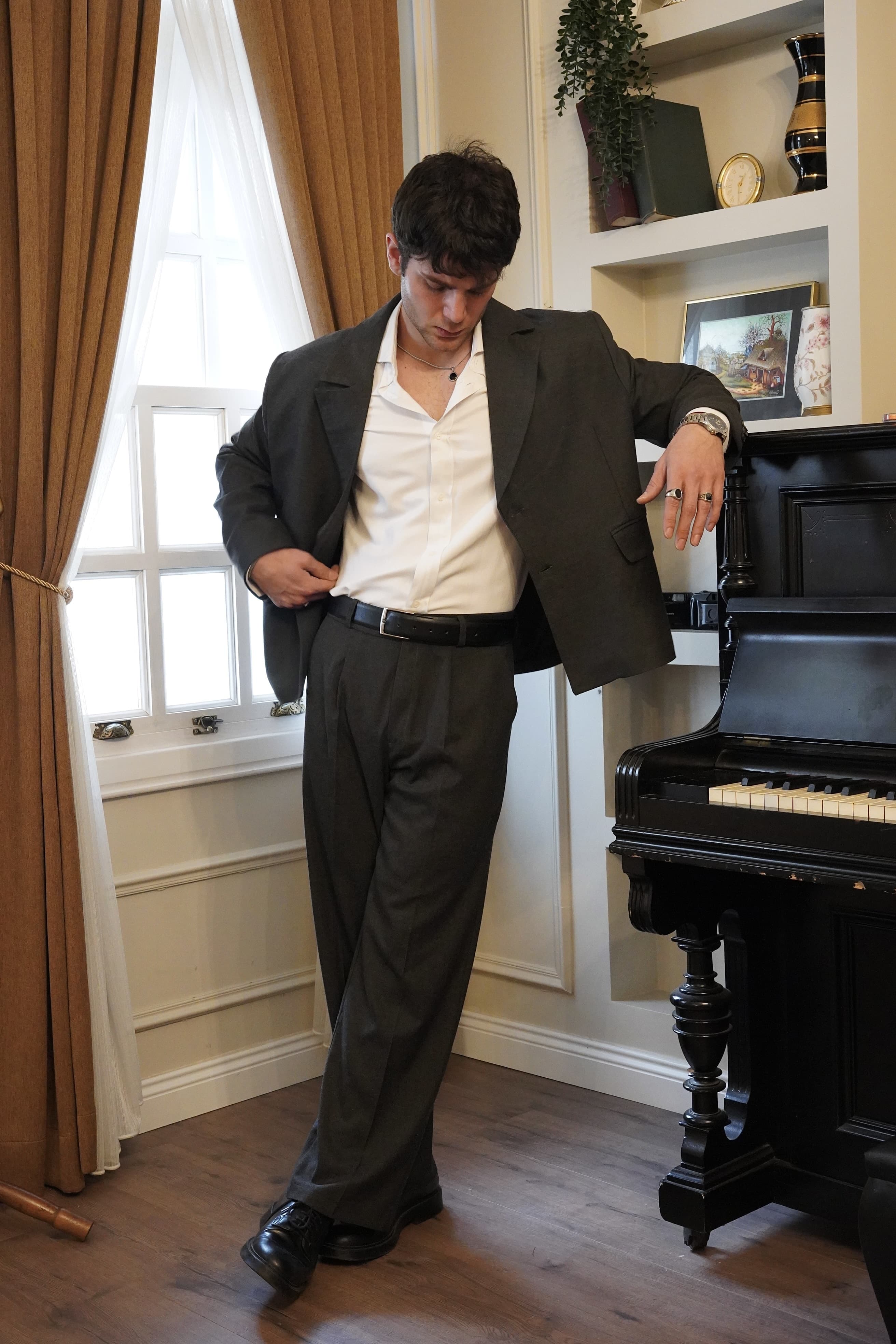 Oversize Koyu Gri Blazer Ceket