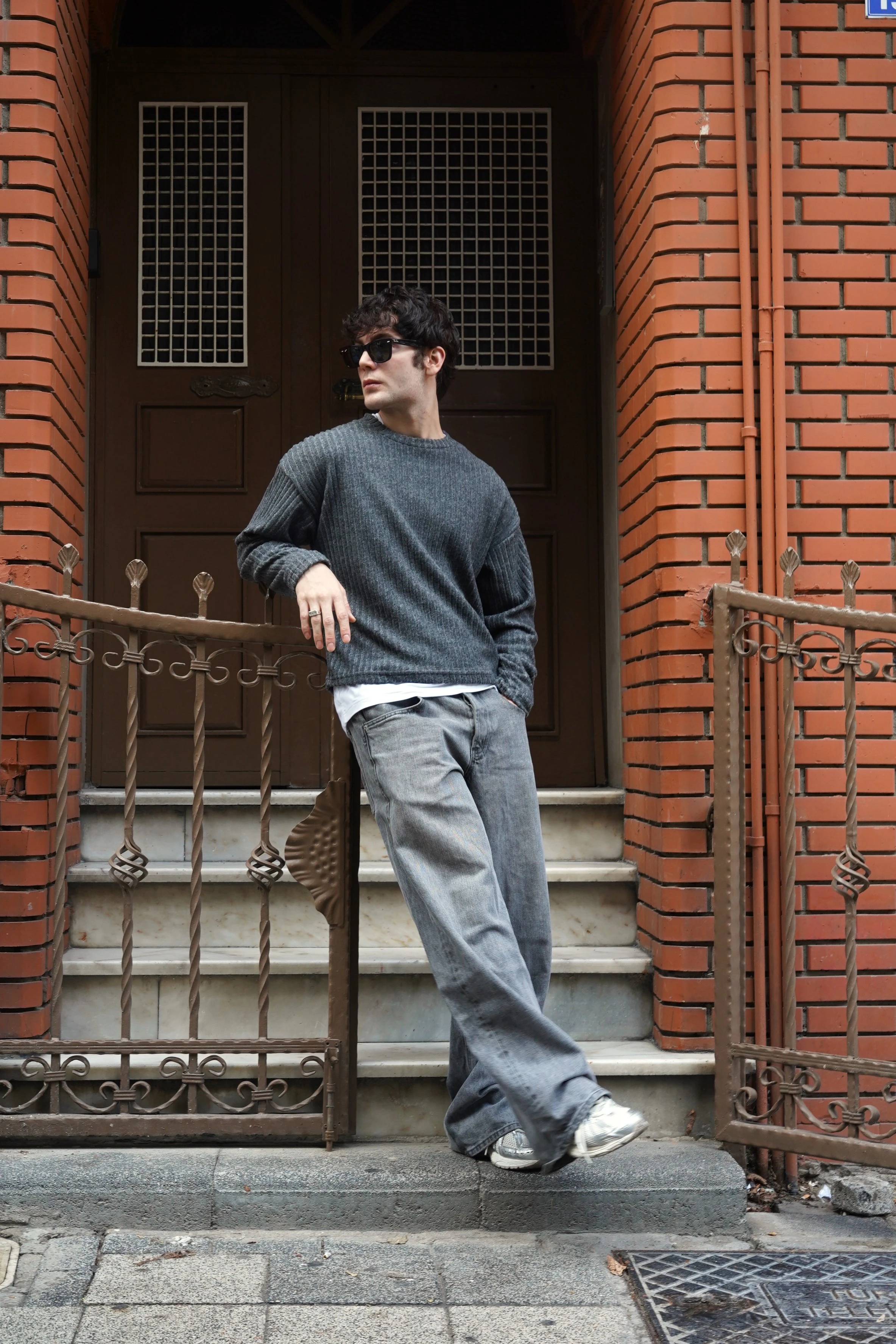 Boxy fit Çizgili Kazak