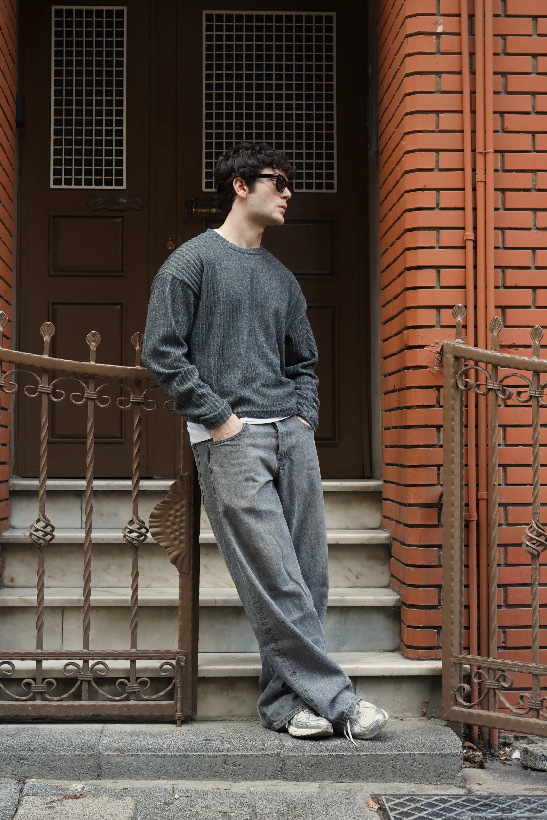 Boxy fit Çizgili Kazak