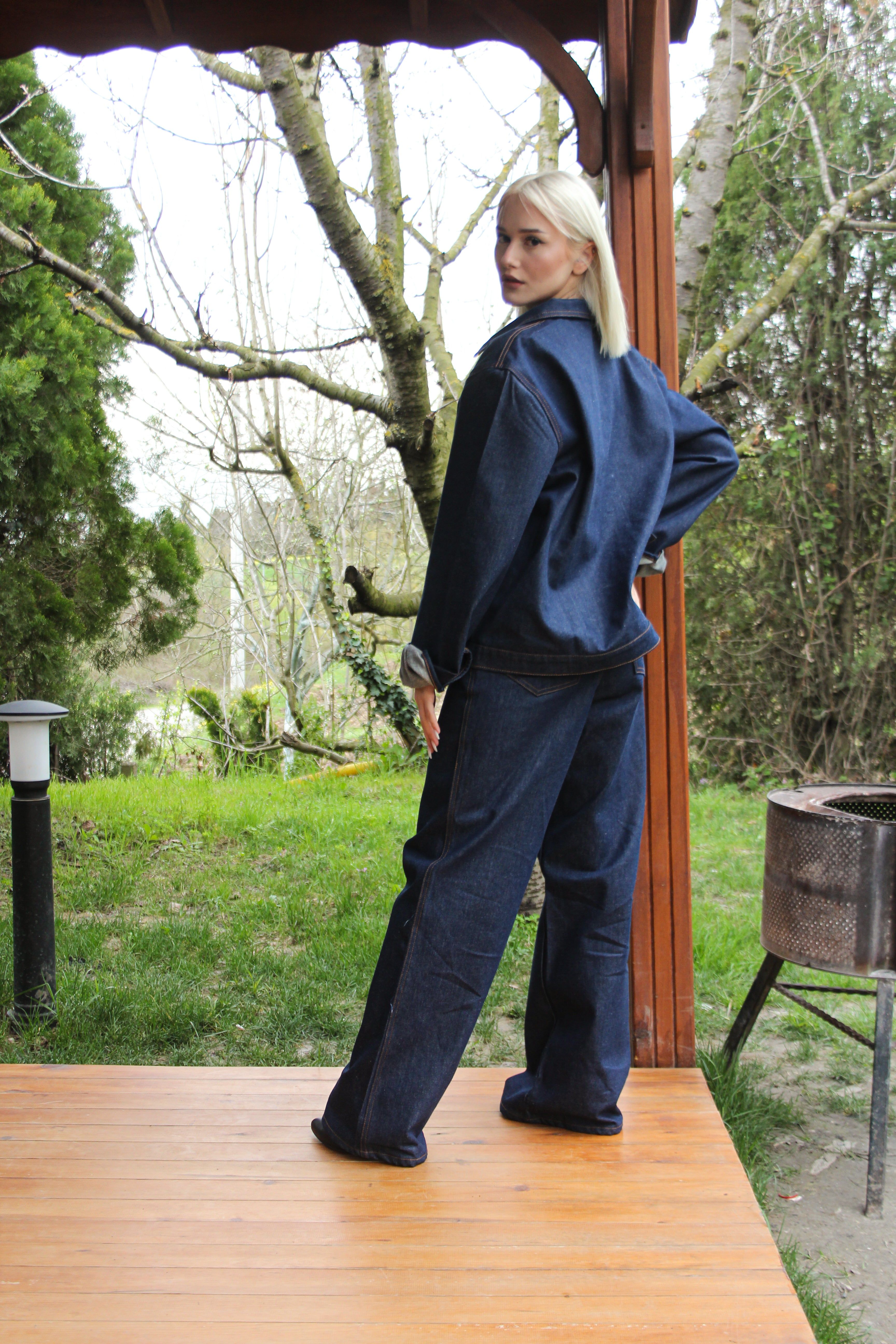 Raw Lacivert Crop Ceket