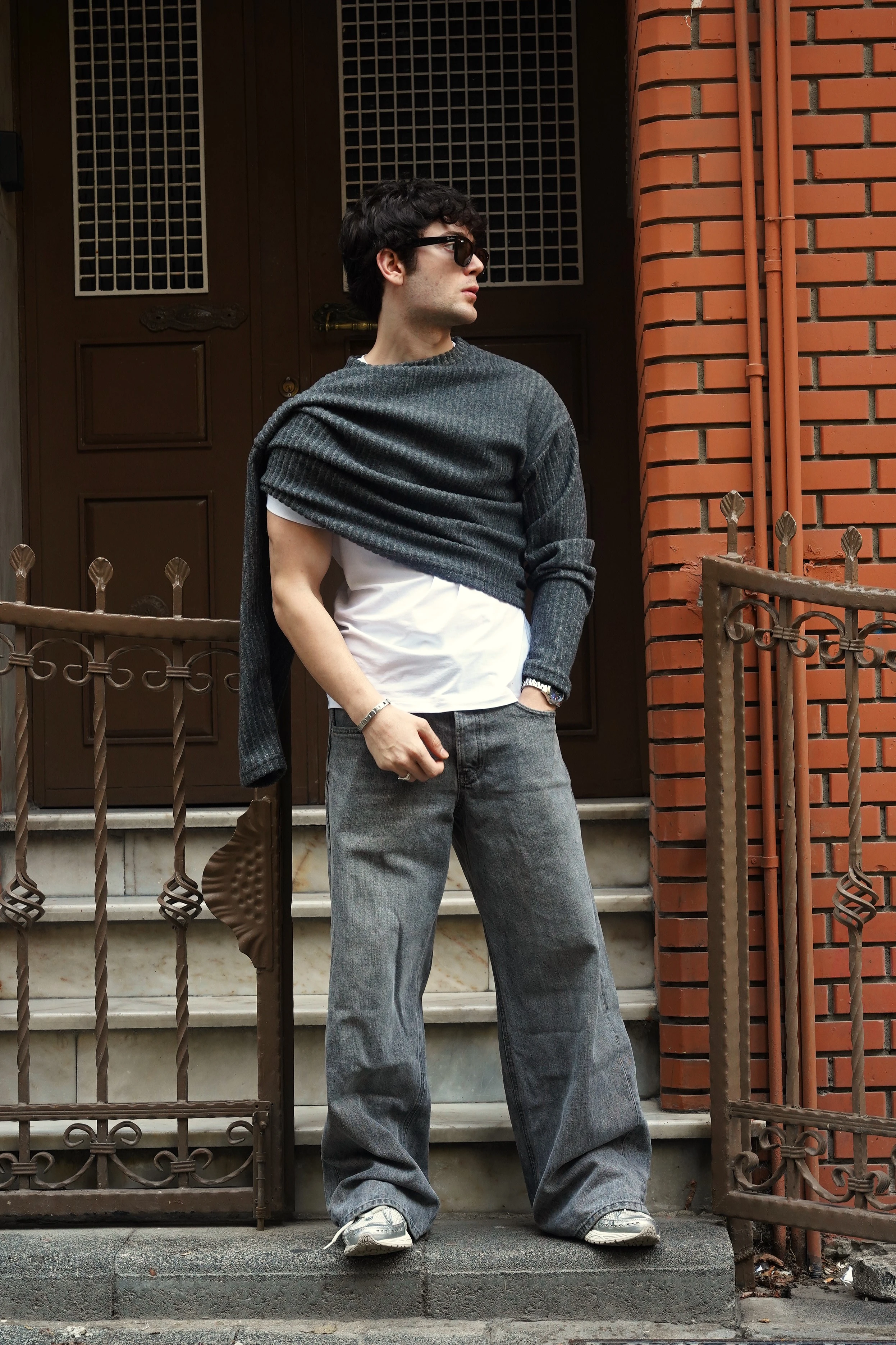 Boxy fit Çizgili Kazak