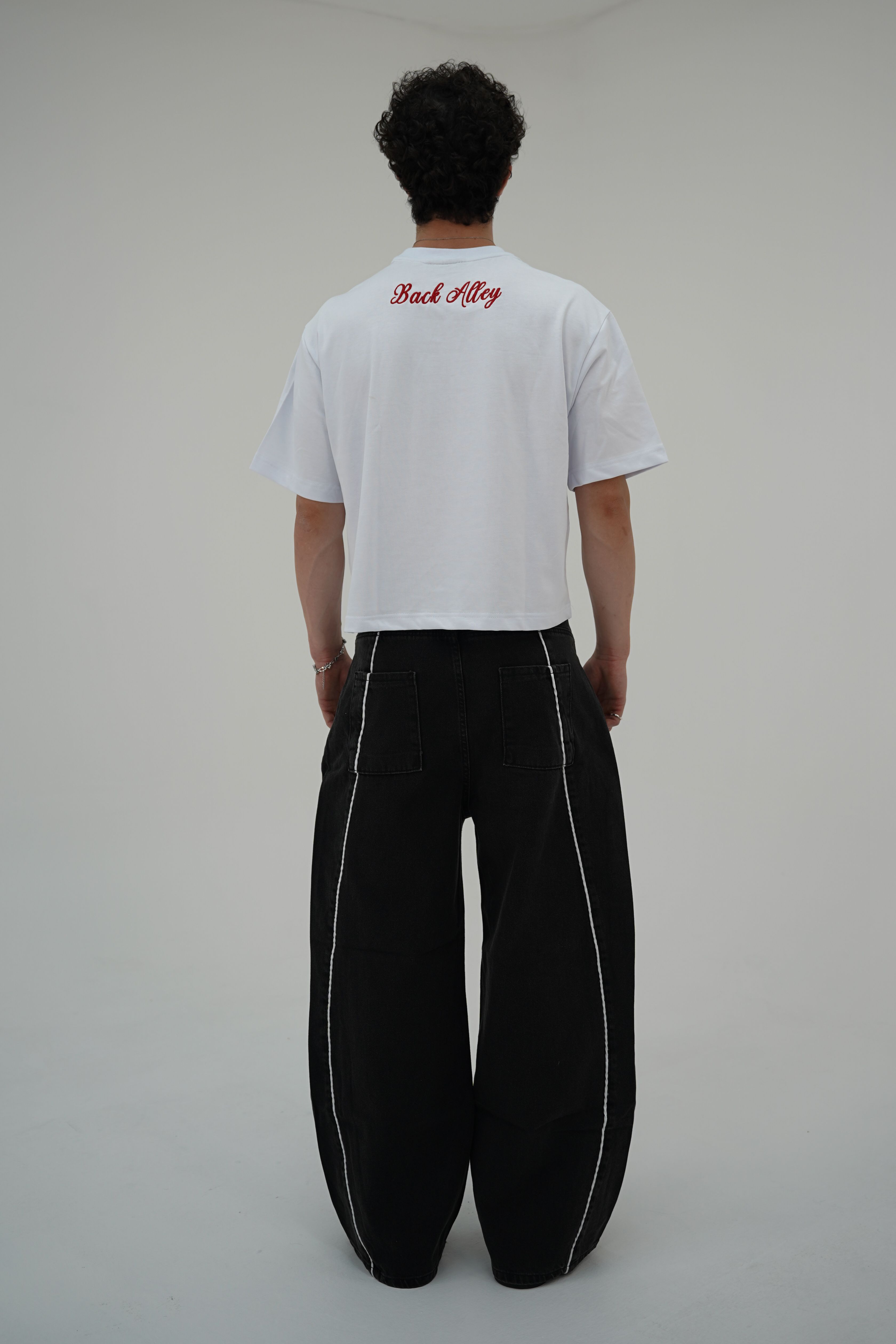 Çizgili Siyah Baggy pantolon
