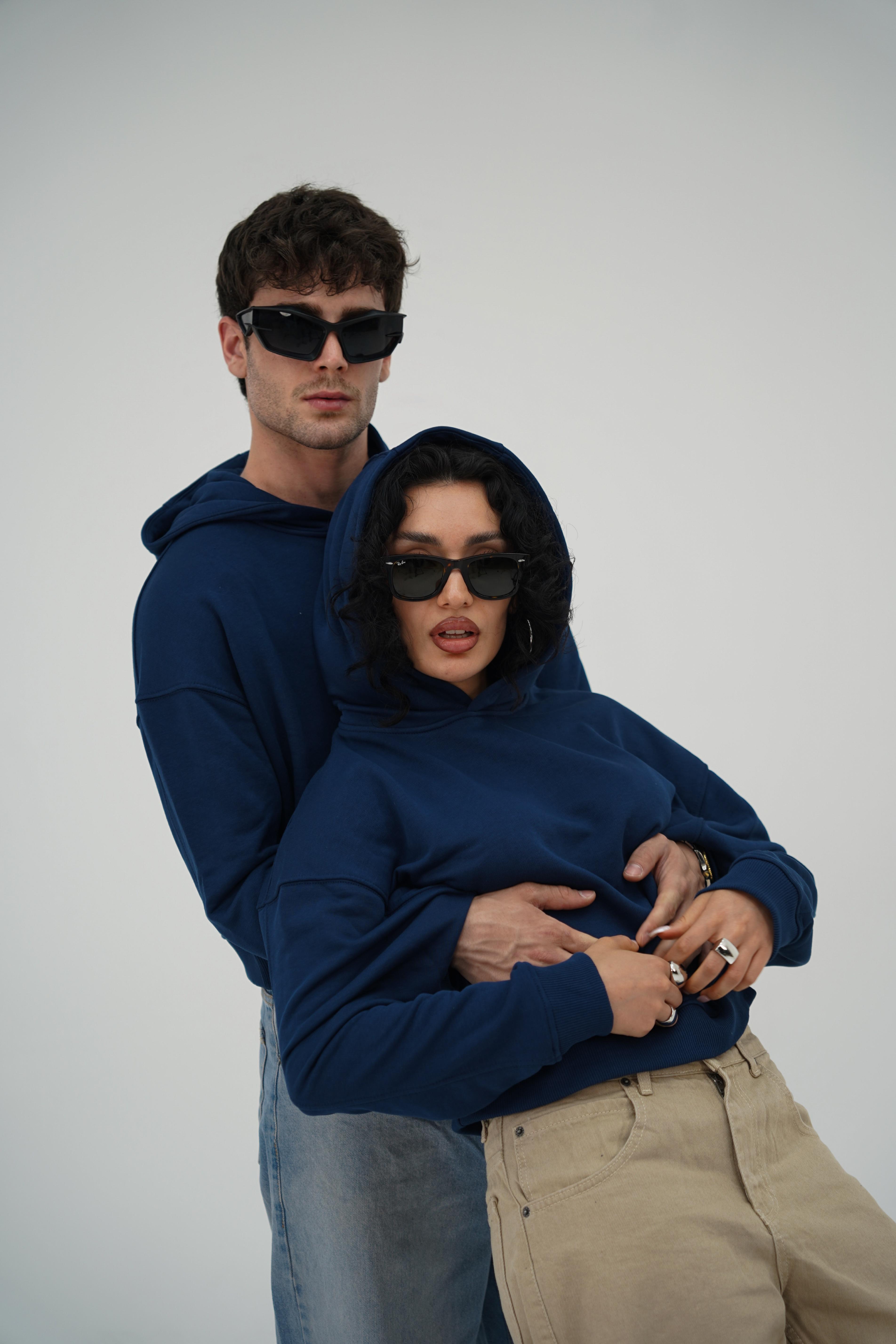 Boxy Lacivert Sweatshirt