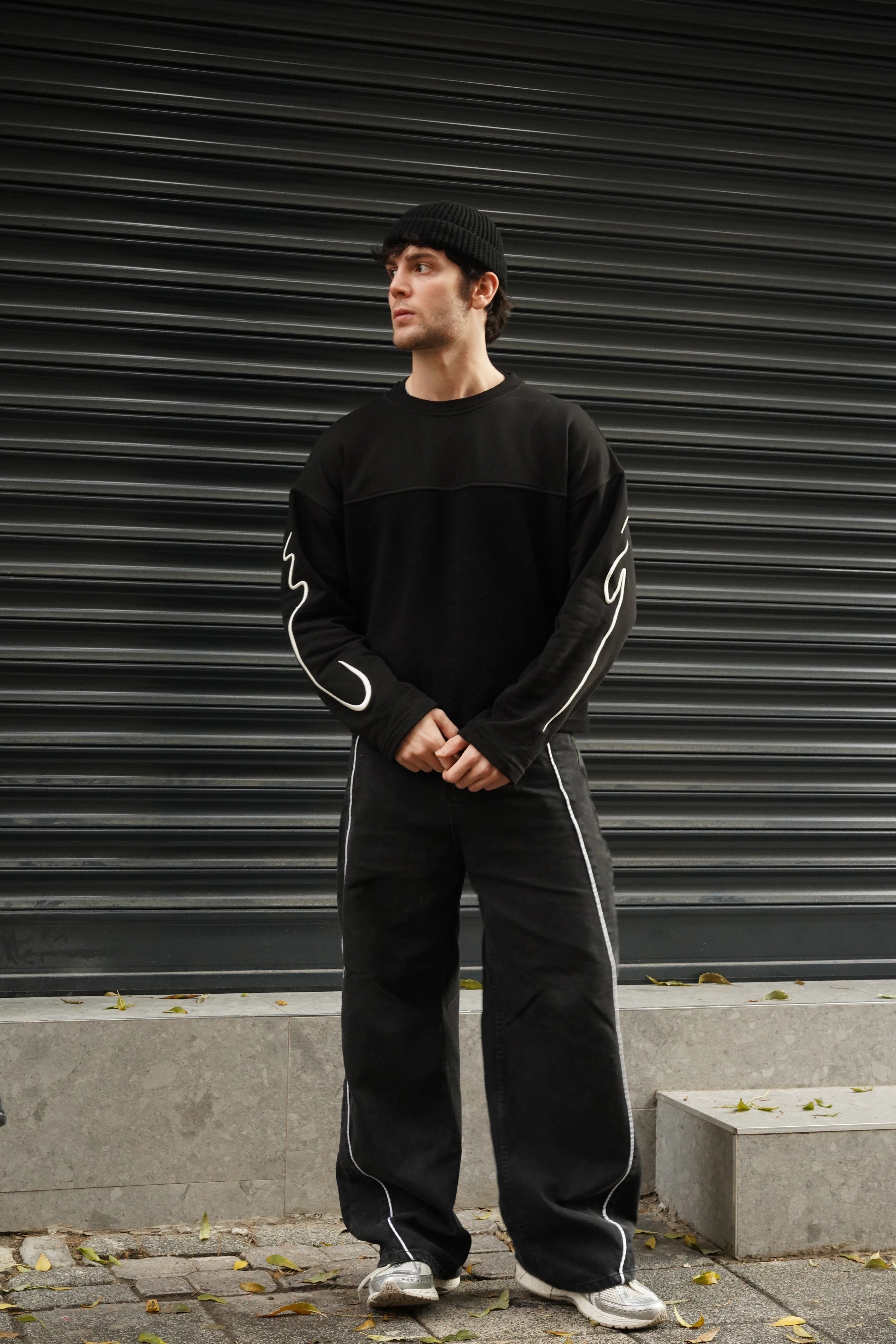 Nakış Detaylı Boxy Fit Uzun Kollu Tshirt