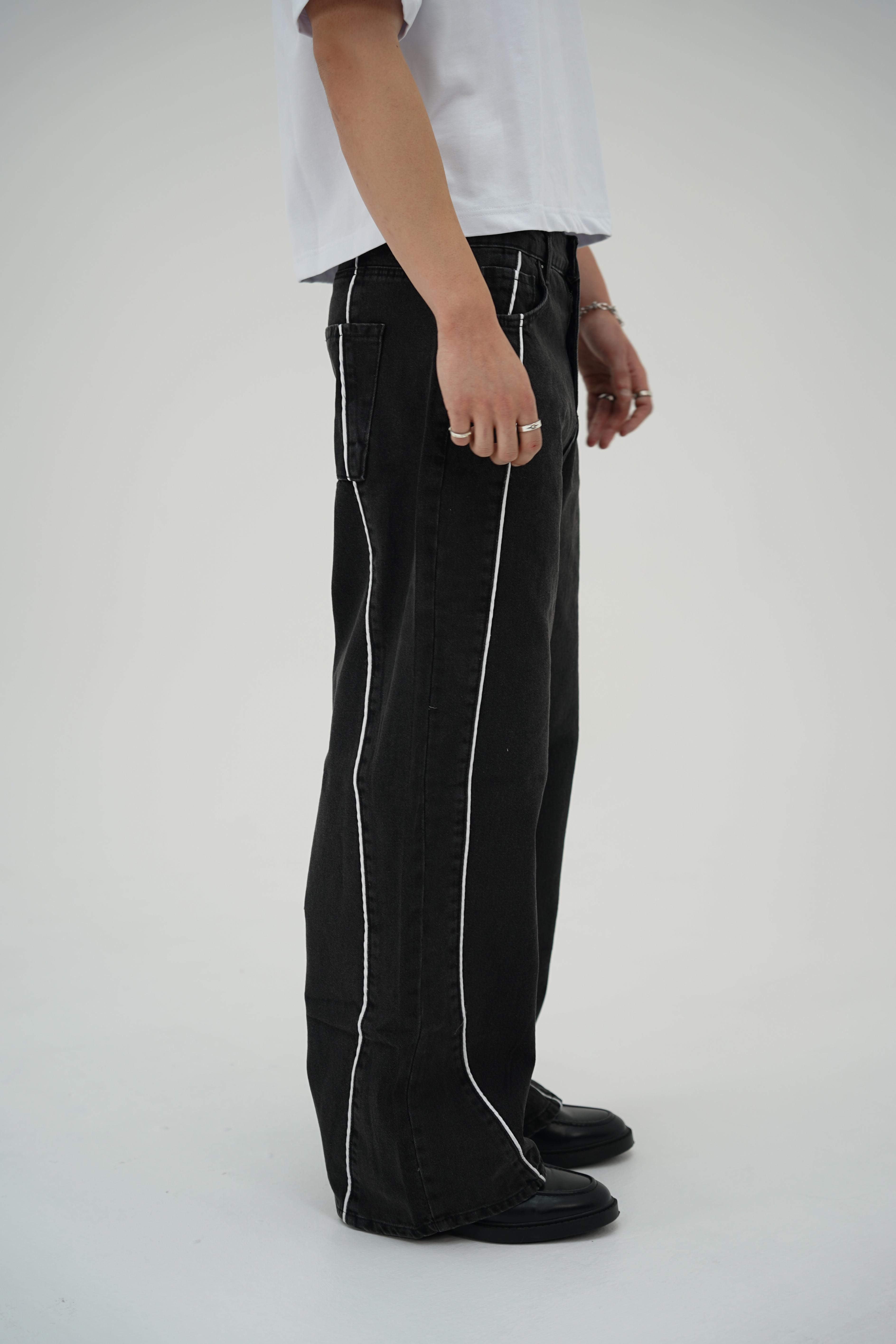 Çizgili Siyah Baggy pantolon