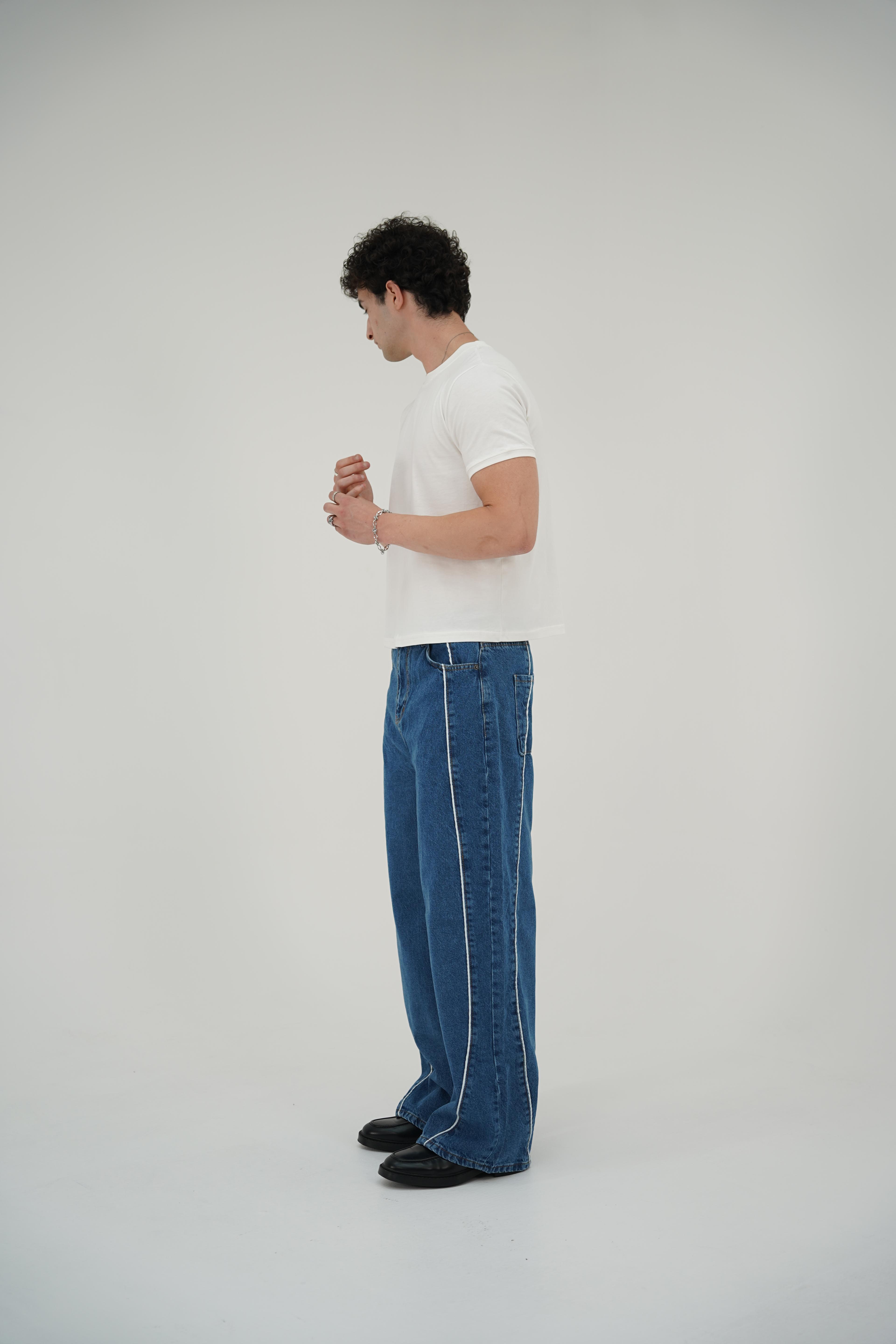 Mavi Çizgili Baggy Pantolon