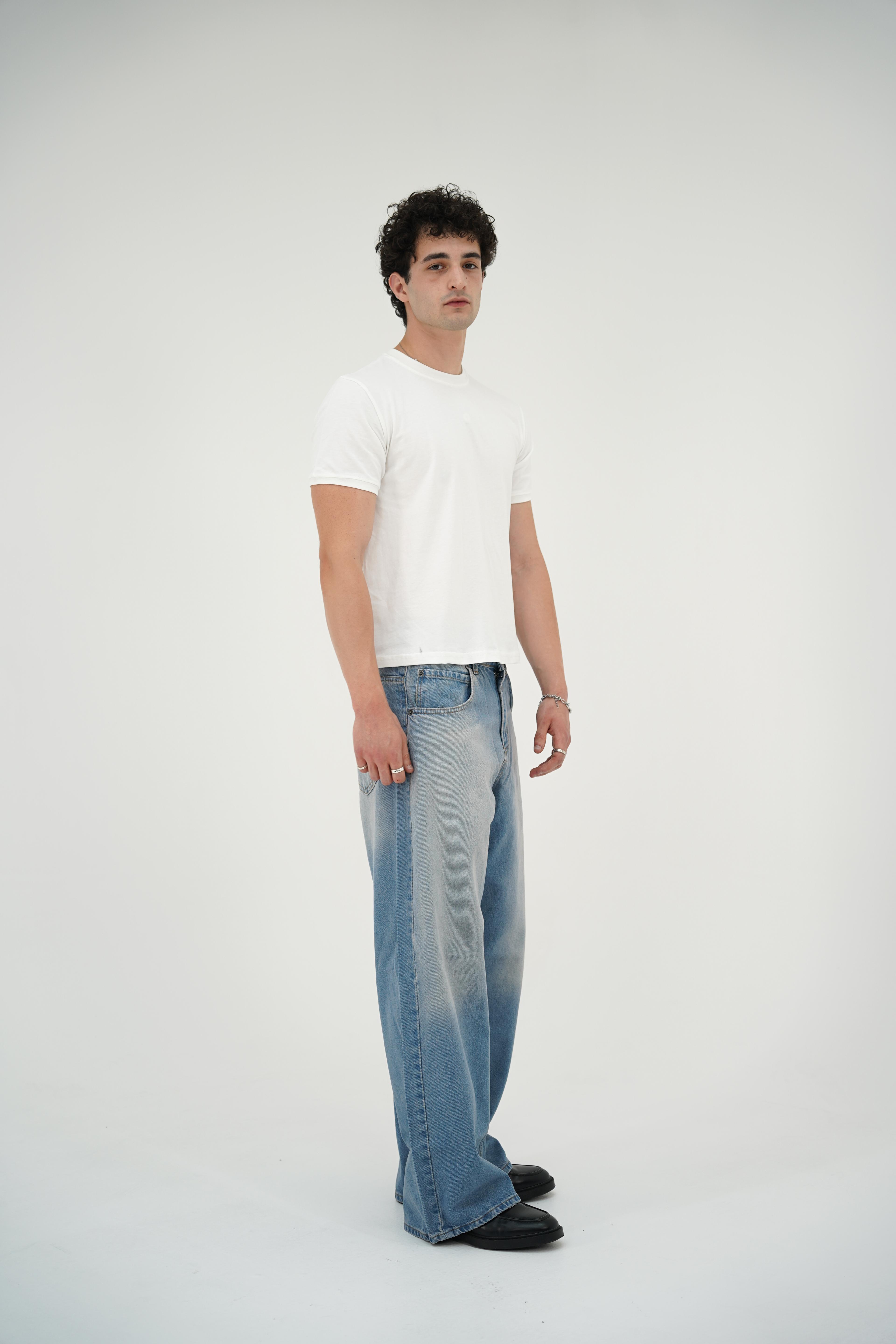 Ultra Baggy Eskitme Mavi Pantolon
