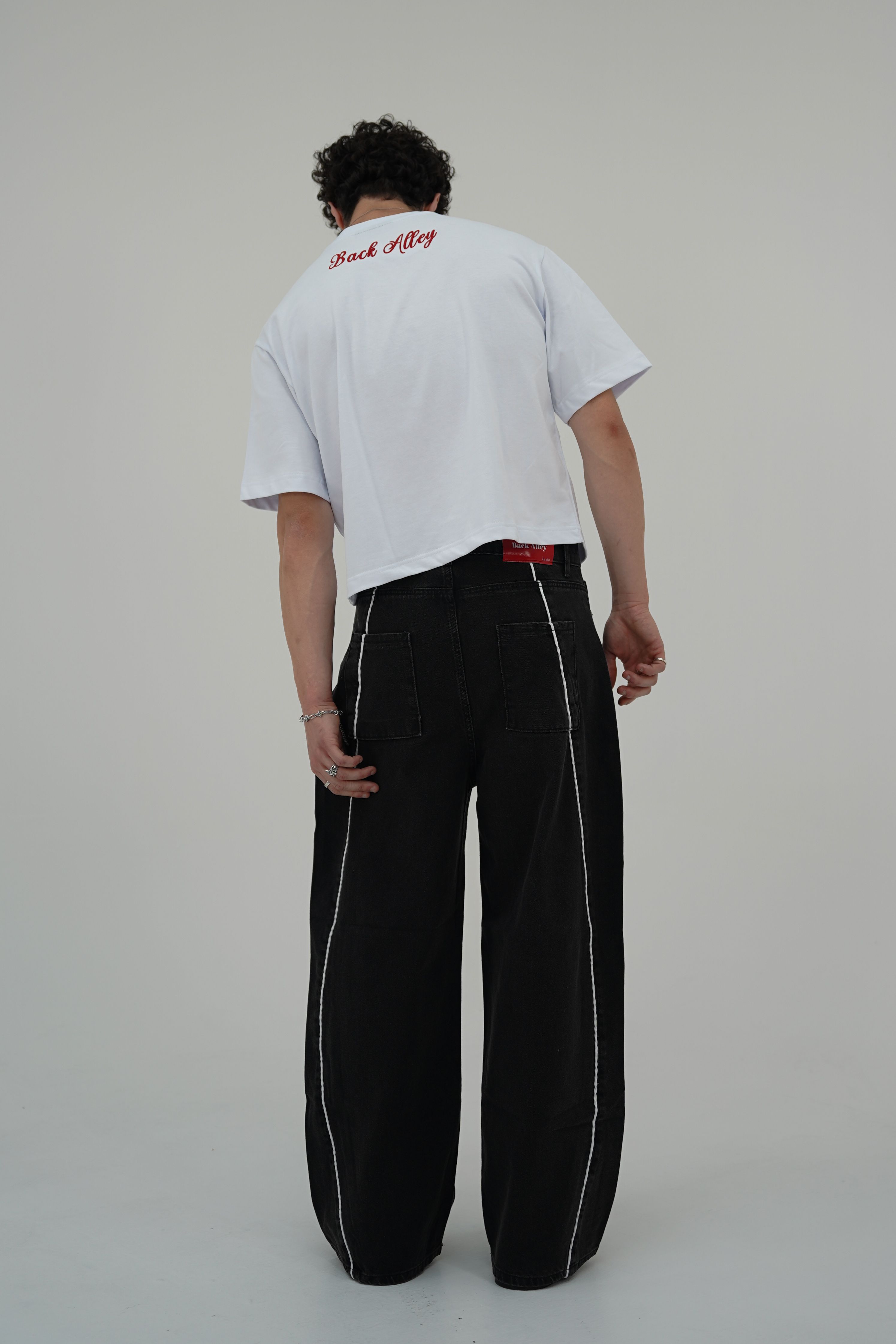 Çizgili Siyah Baggy pantolon