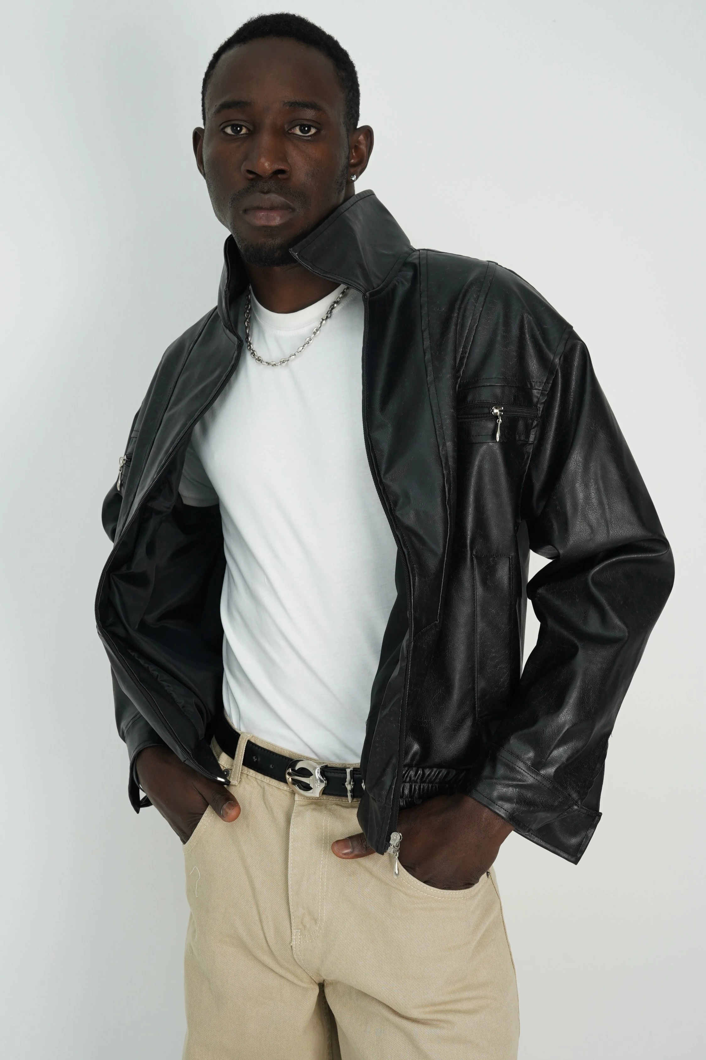 Vyre Eskitme Siyah Deri Ceket