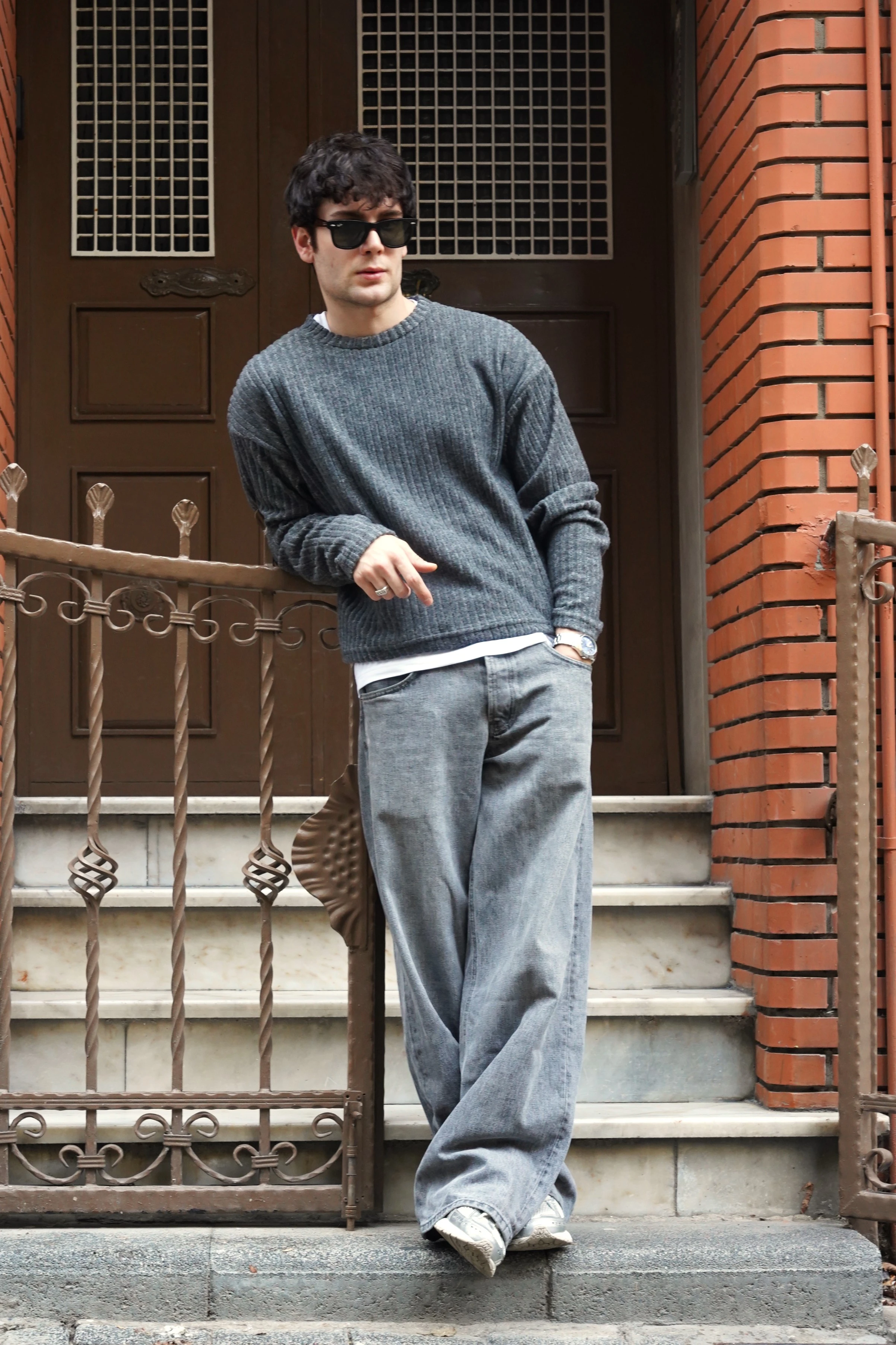 Boxy fit Çizgili Kazak