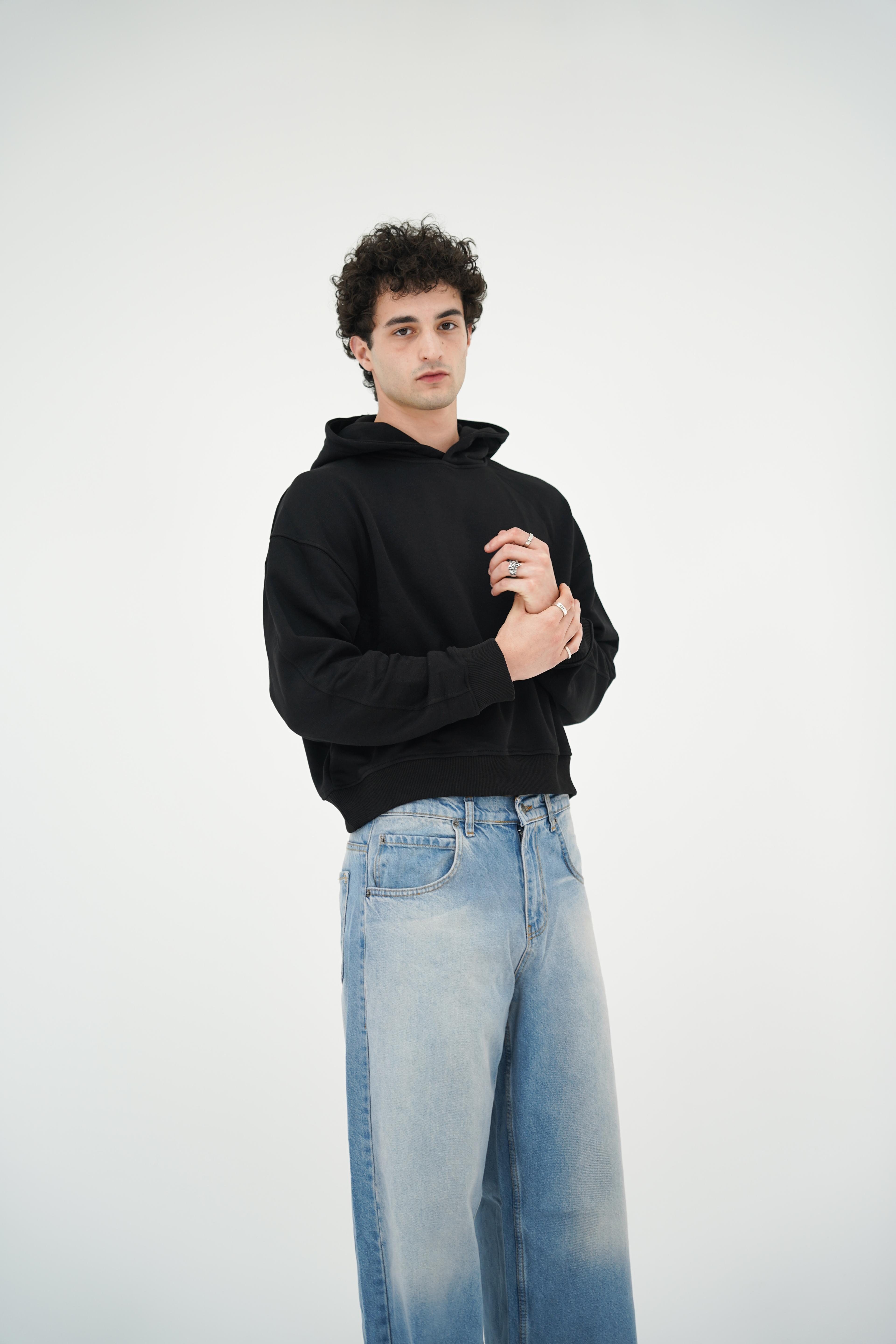 Boxy Siyah Sweatshirt