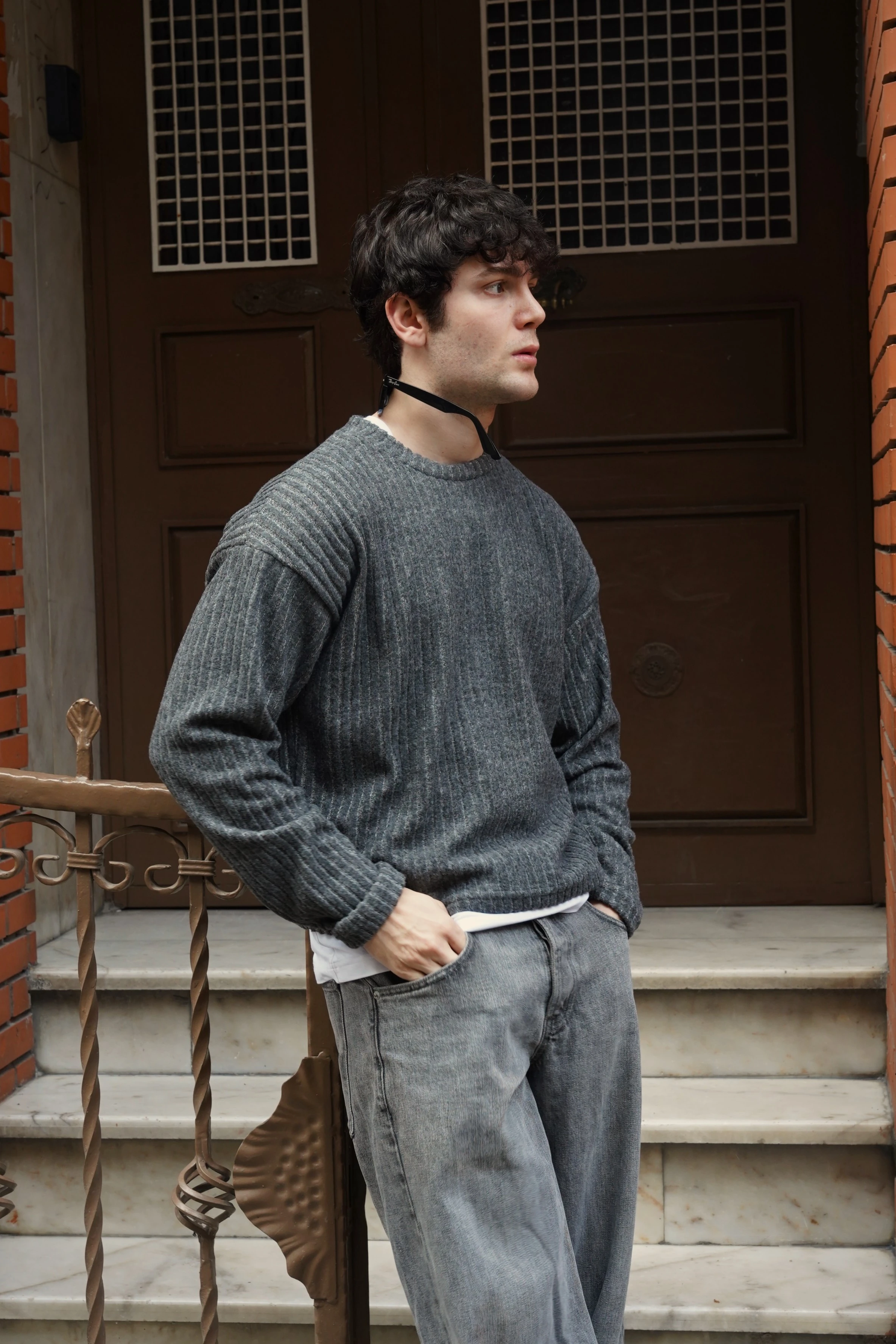 Boxy fit Çizgili Kazak