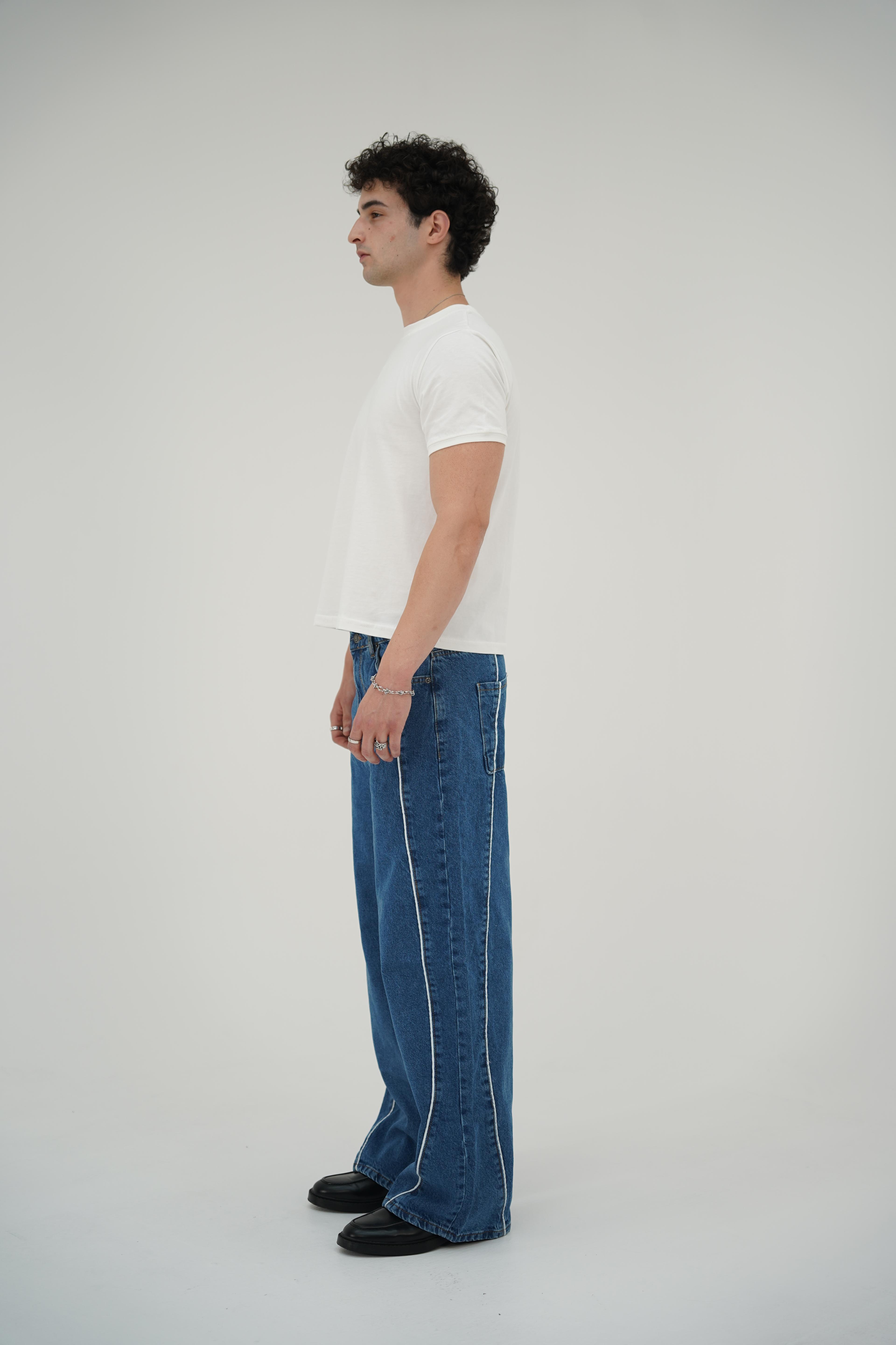 Mavi Çizgili Baggy Pantolon