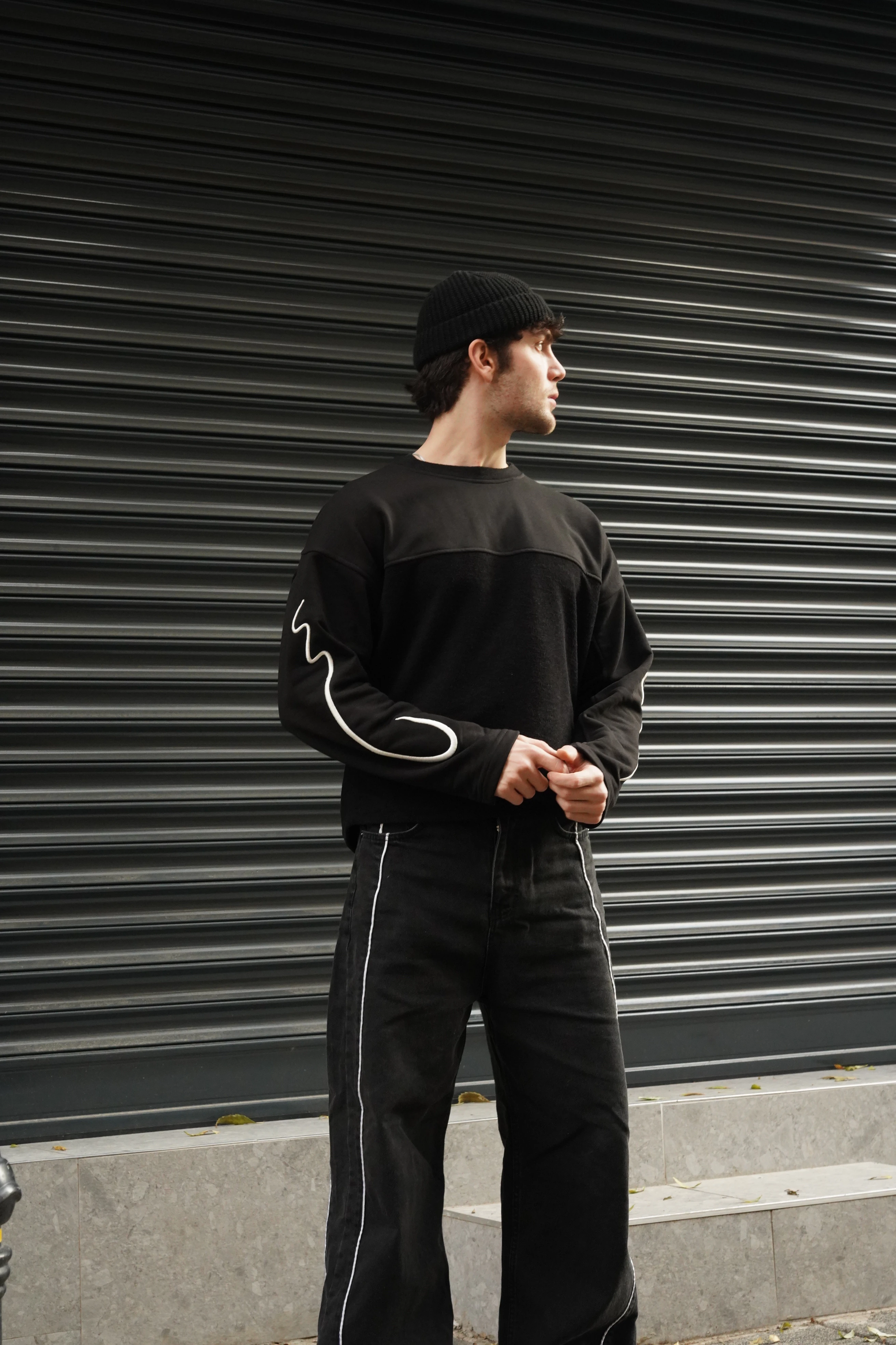 Nakış Detaylı Boxy Fit Uzun Kollu Tshirt