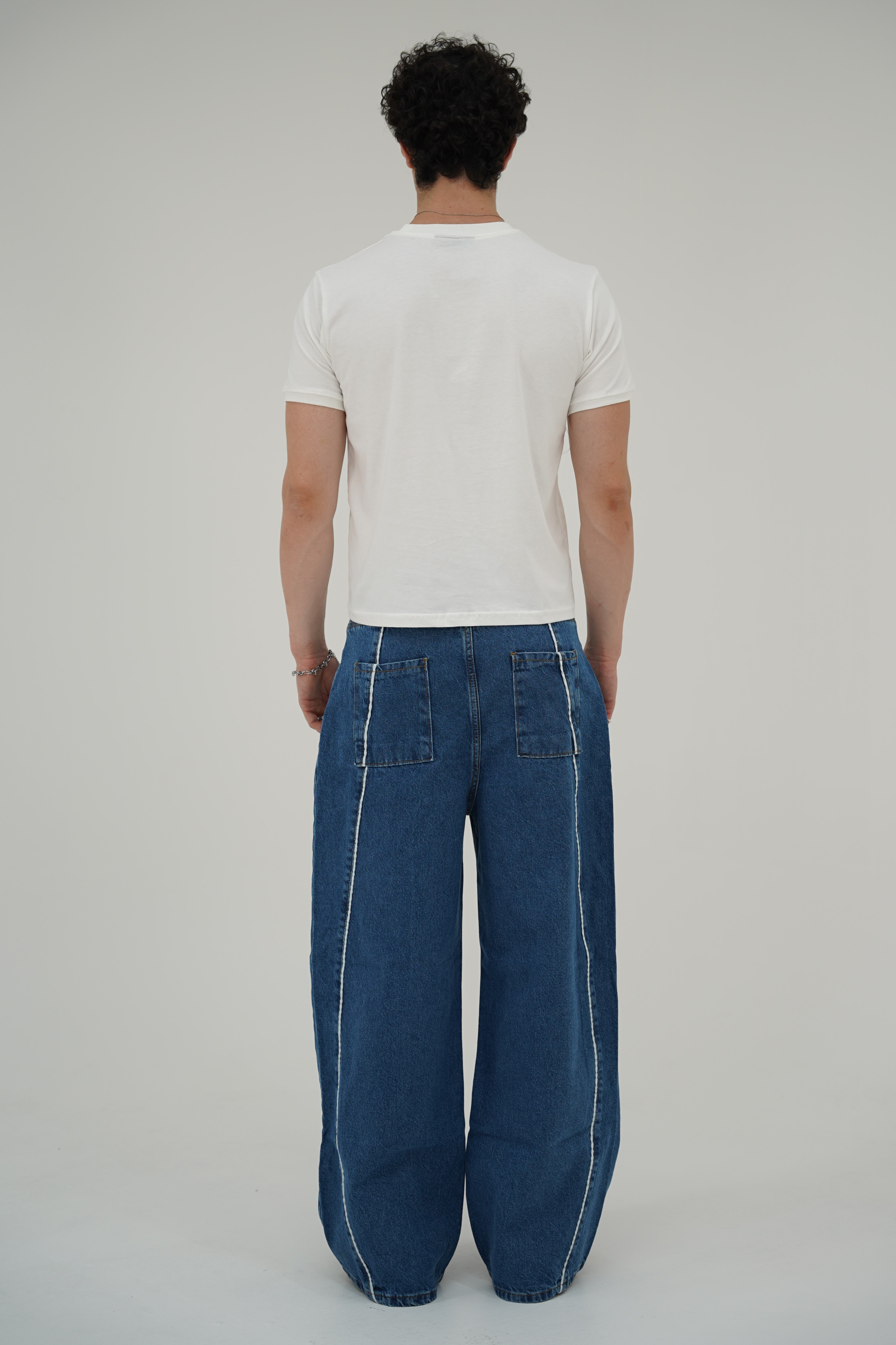 Mavi Çizgili Baggy Pantolon