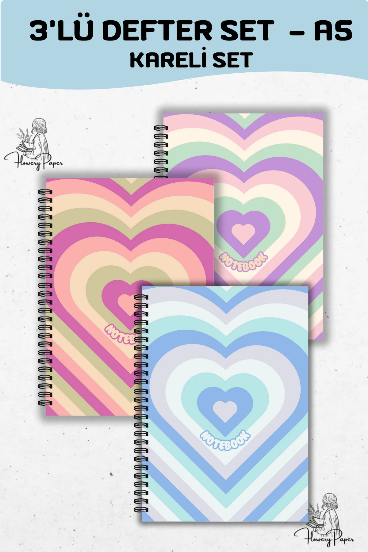 3'lü Defter Seti - Tekli Seçeneklerden  Seçebilirsiniz