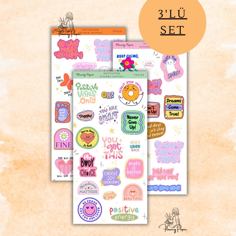 3lü Motivasyon Yazıları Sticker seti