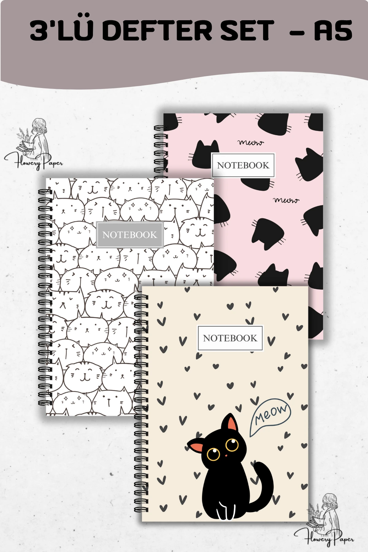 3'lü Defter Seti - Tekli Seçeneklerden  Seçebilirsiniz