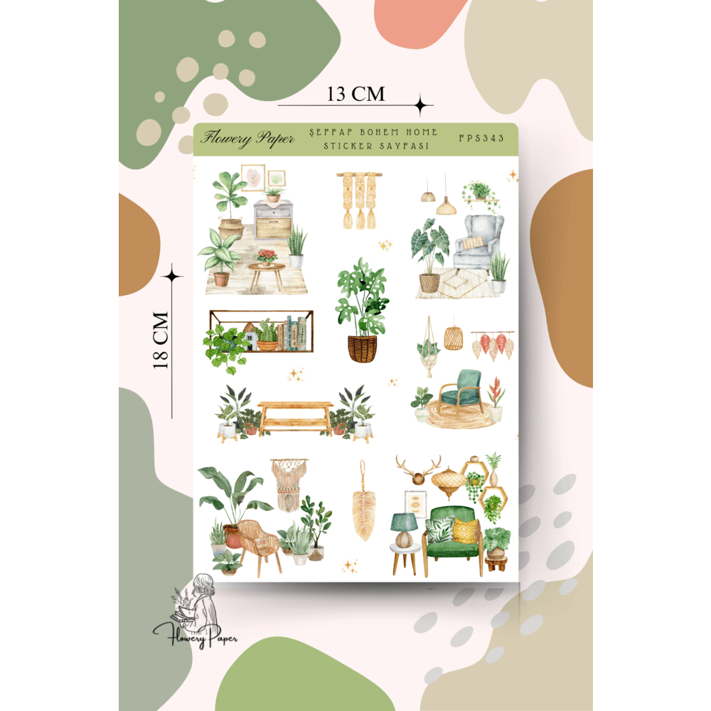 Şeffaf Bohem home Sticker sayfası- FPS343