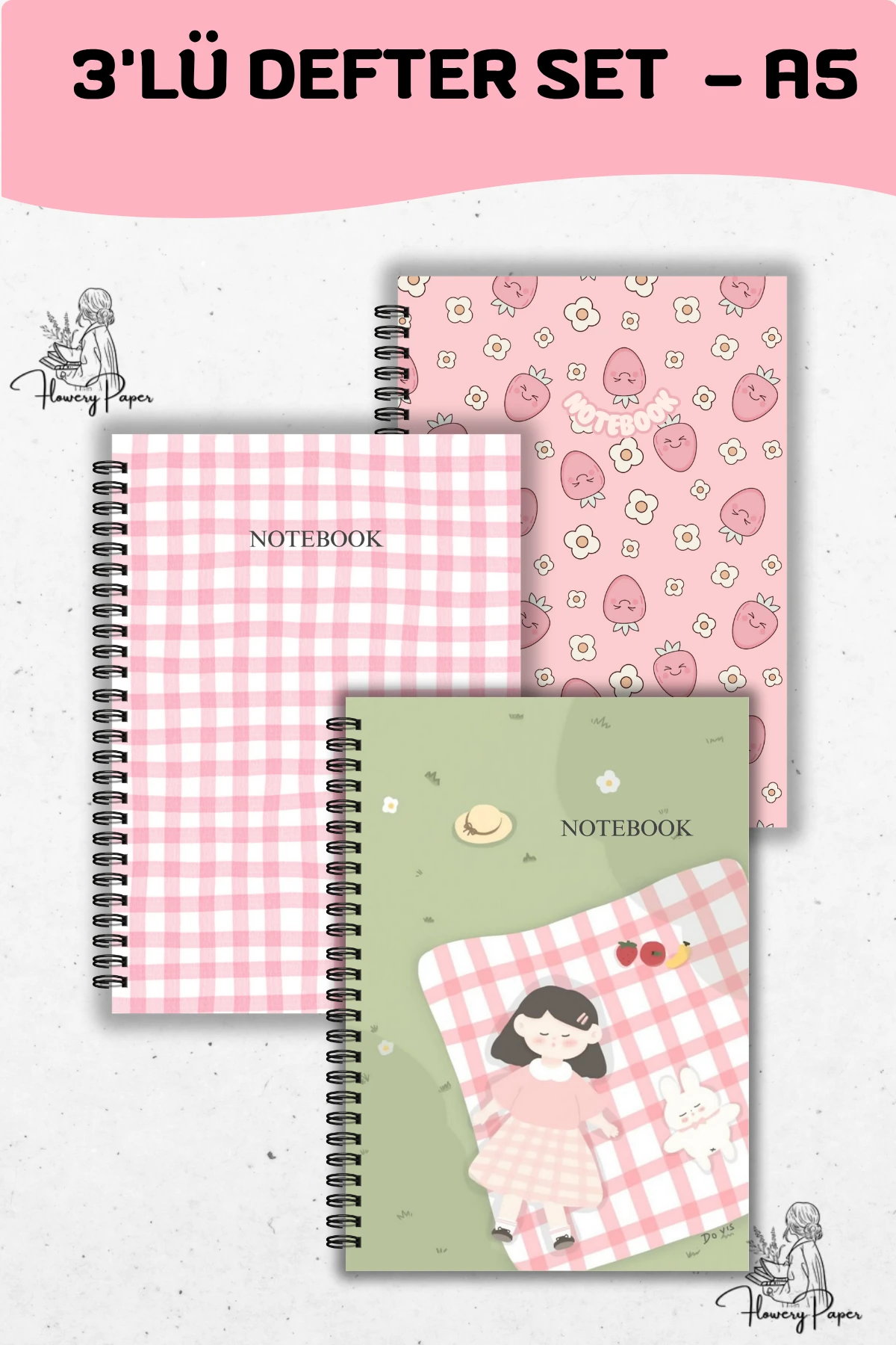 3'lü Defter Seti - Tekli Seçeneklerden  Seçebilirsiniz