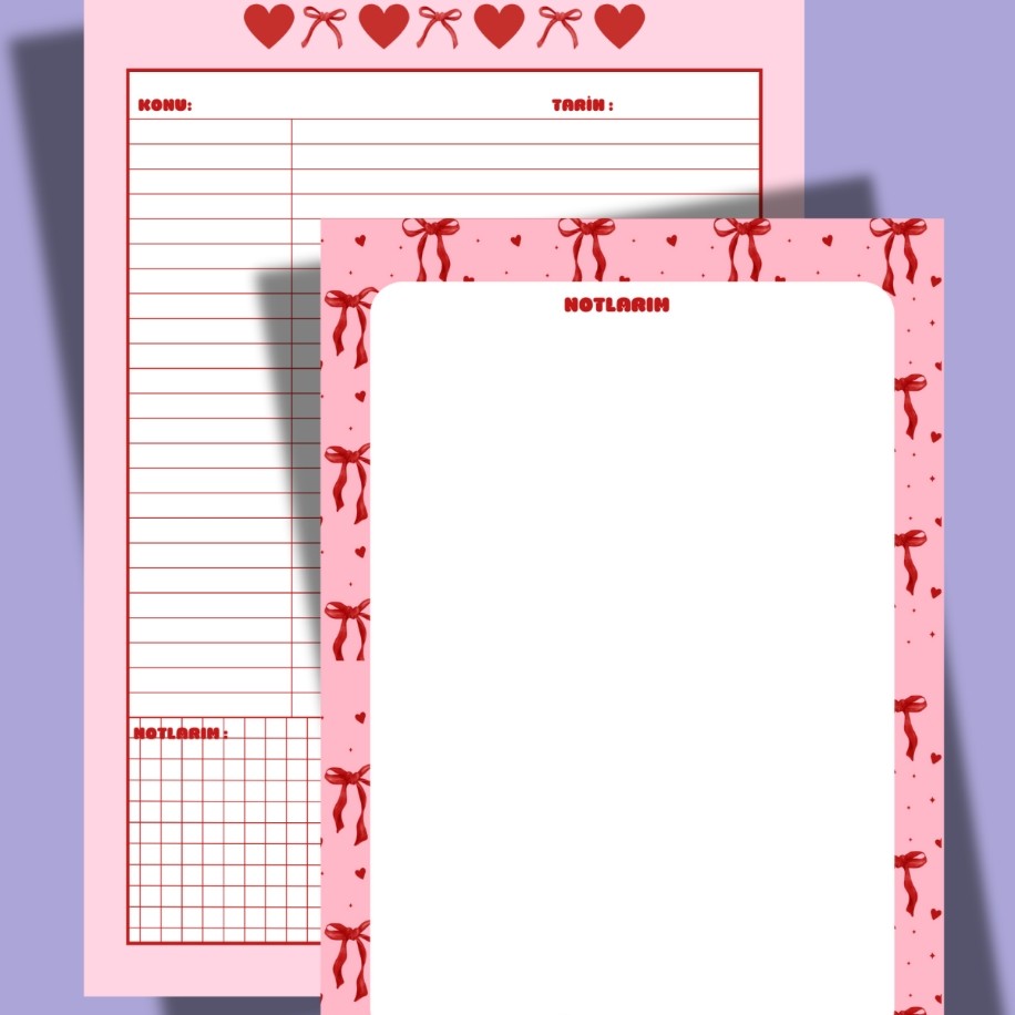 kırmızı Kurdele 2li defter set ( A4+A5)