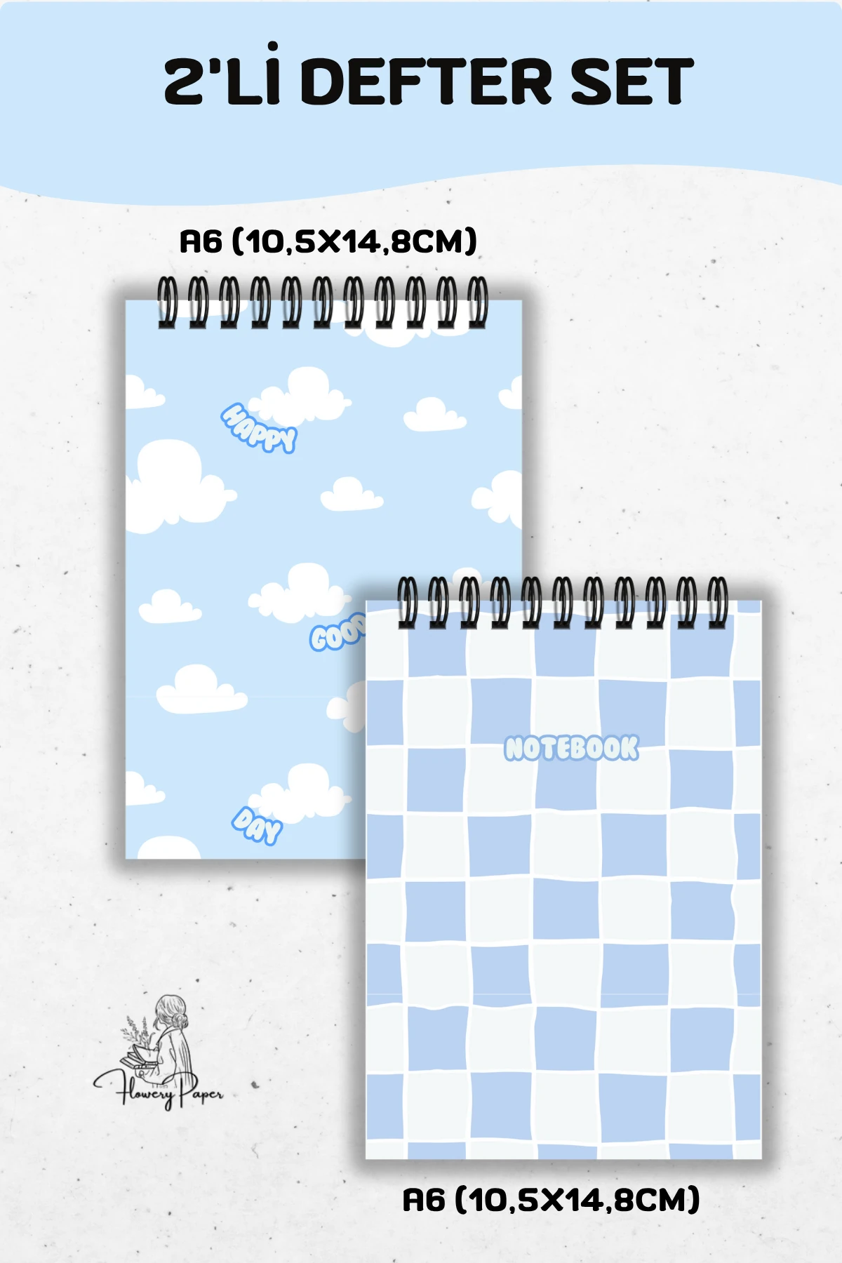 2'li A6 boy Telli Defter Set - Tekli Seçim yapabilirsiniz