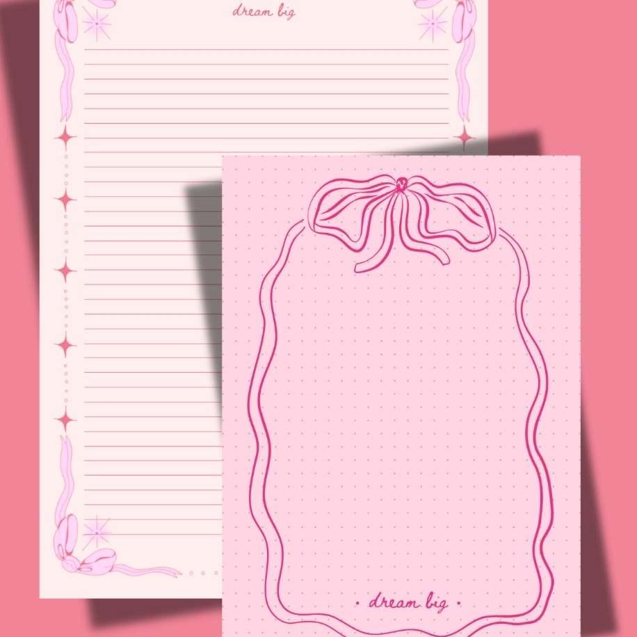 Pembe Kurdele Notepad set ( A5 ve A4) ( seçiniz )