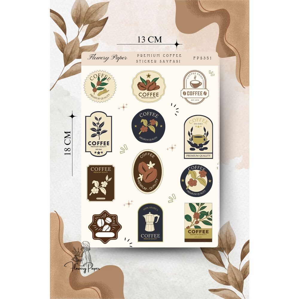 Premium Coffee Sticker sayfası - FPS351
