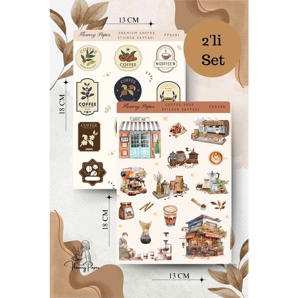Kahve Temalı 2li Sticker kağıdı