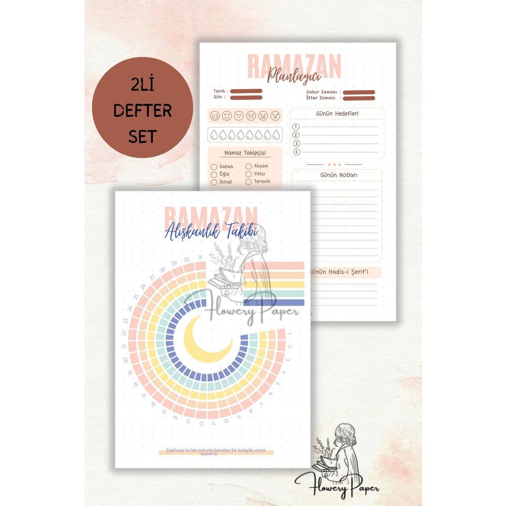 2Li set 30 günlük ramazan Planlayıcısı ve Alışkanlık Takibi