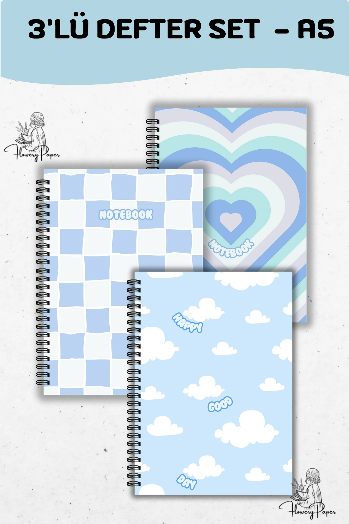 3'lü Defter Seti - Tekli Seçeneklerden  Seçebilirsiniz