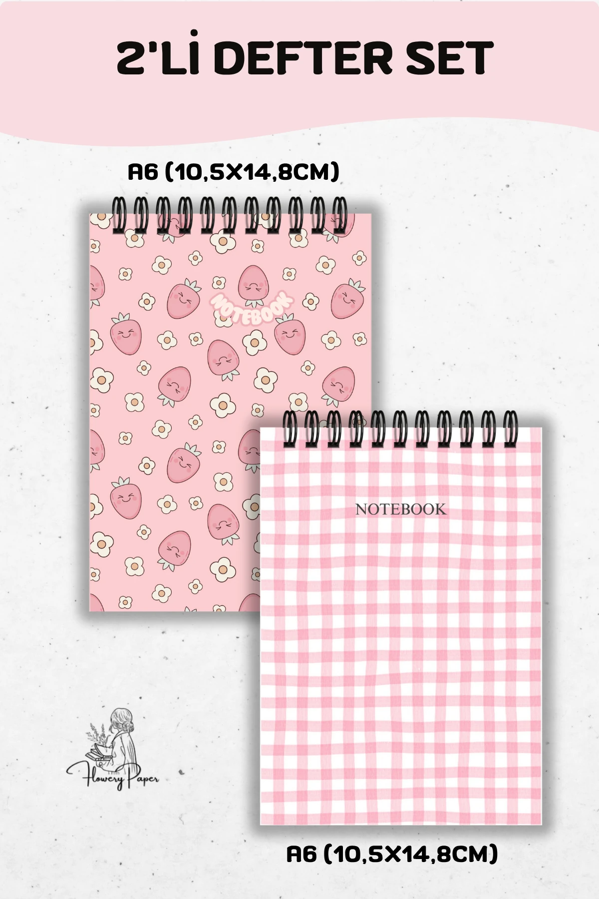 2'li A6 boy Telli Defter Set - Tekli Seçim yapabilirsiniz