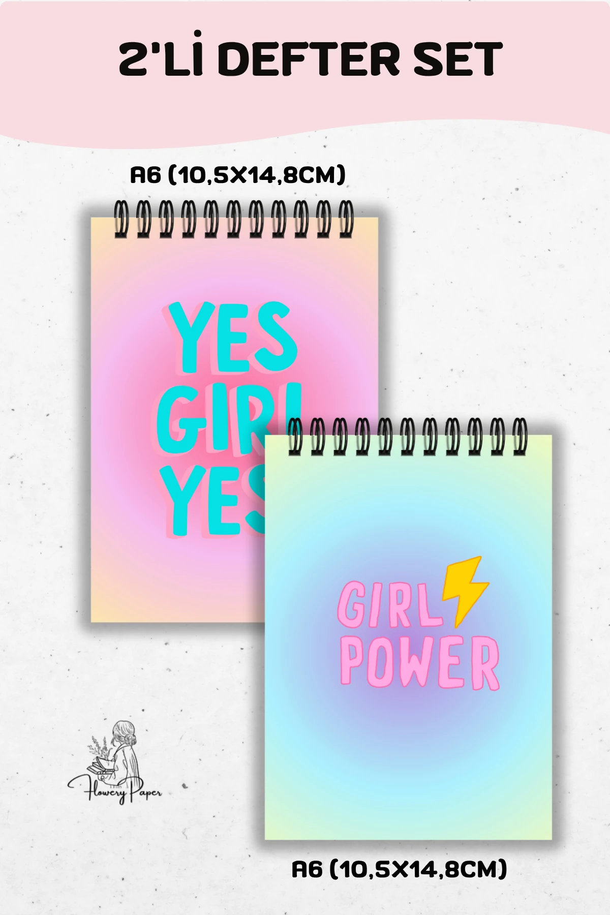 2'li A6 boy Telli Defter Set - Tekli Seçim yapabilirsiniz