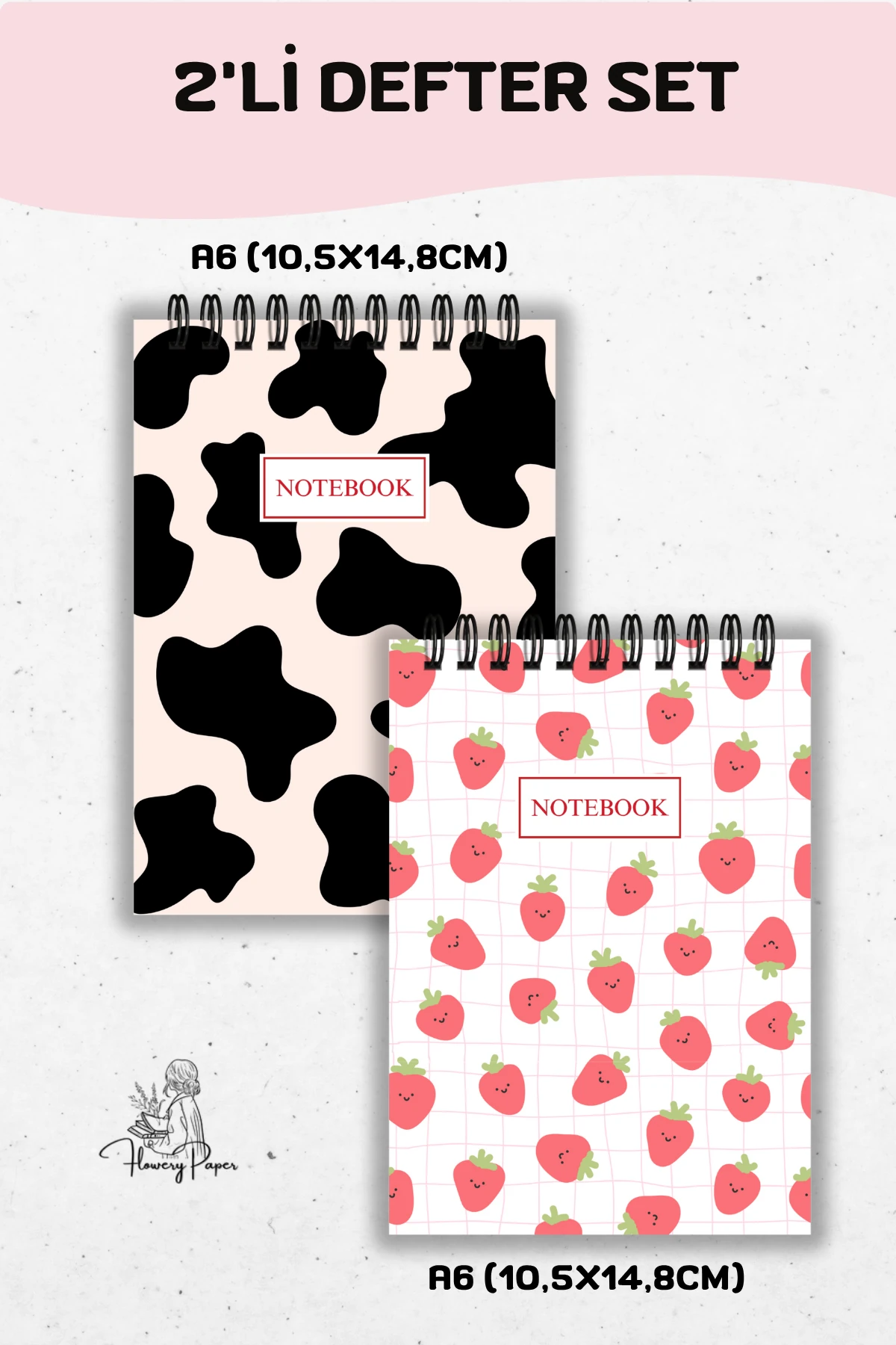 2'li A6 boy Telli Defter Set - Tekli Seçim yapabilirsiniz