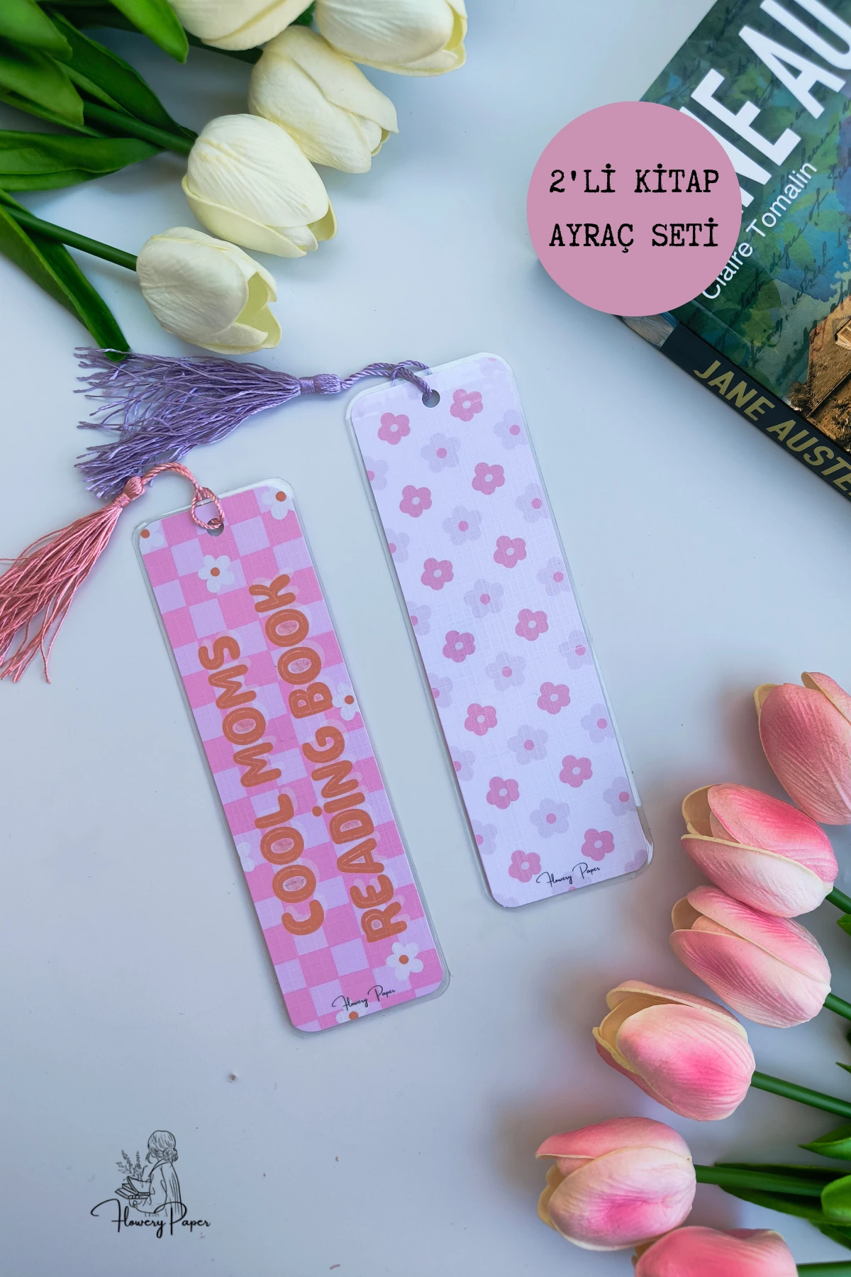Cool Mom ve Çiçek Temalı Kitap ayraç set ( Tek alım yapabilirsiniz)