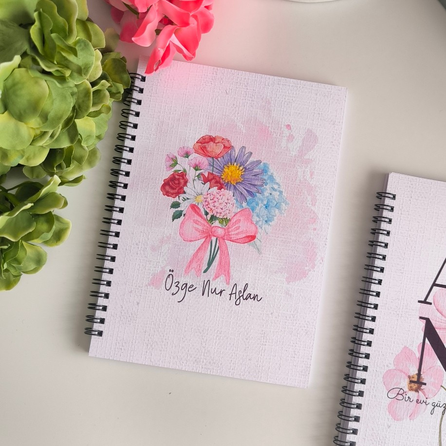 Kişiye özel Buket defter , beyaz sayfa ( içini seçebilirsiniz )